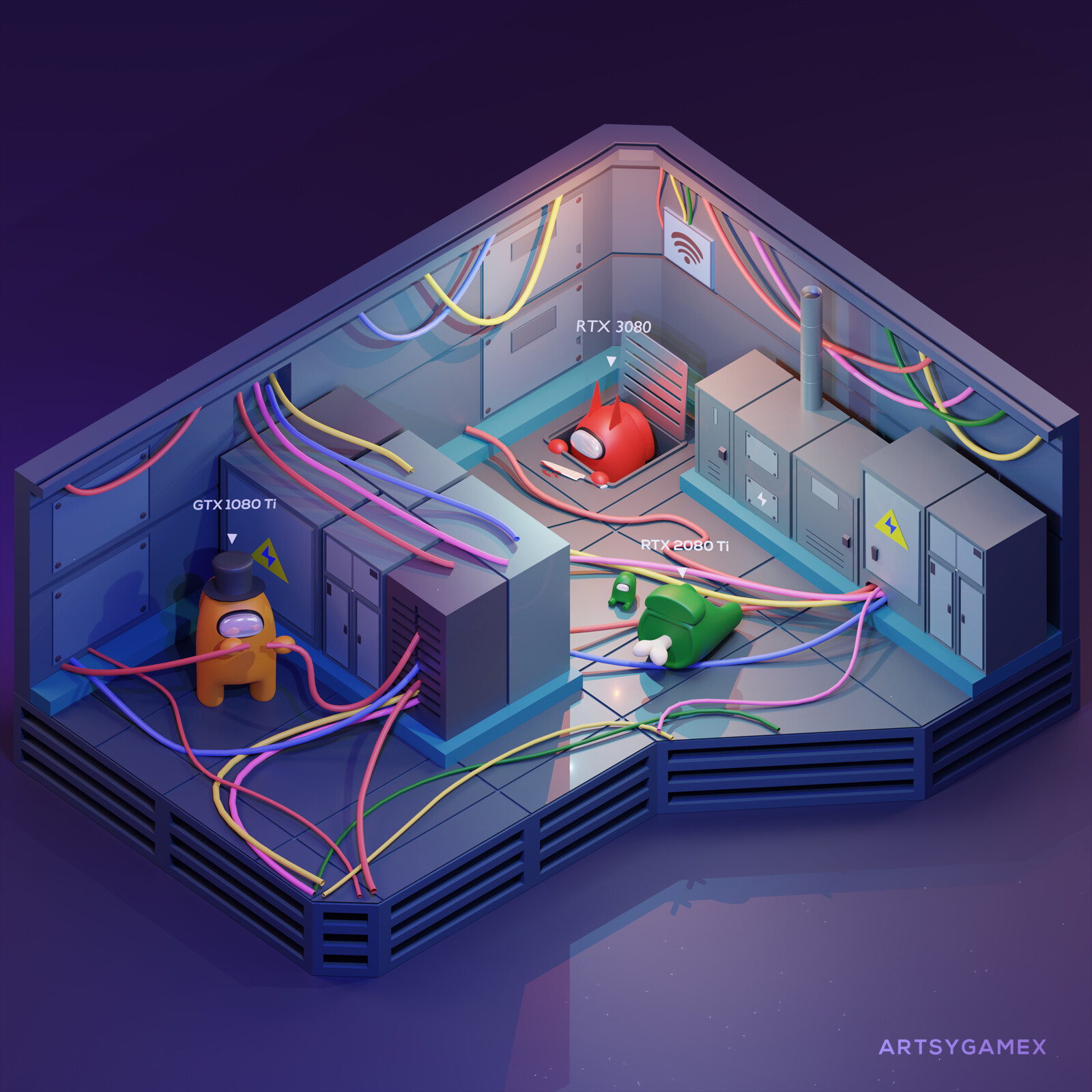 Artstation Among Us Electrical Room Artsygamex