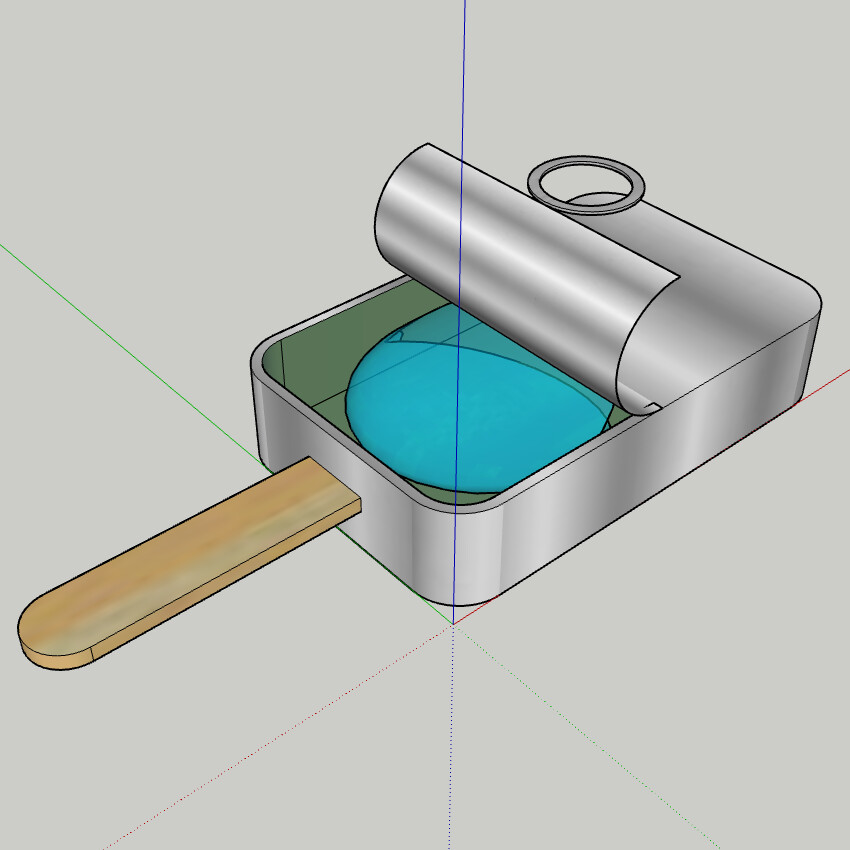 Sketchup Mockup for perspective and reference. Decided the pull tab didn't translate well to the final look, so opted for the key instead. 
