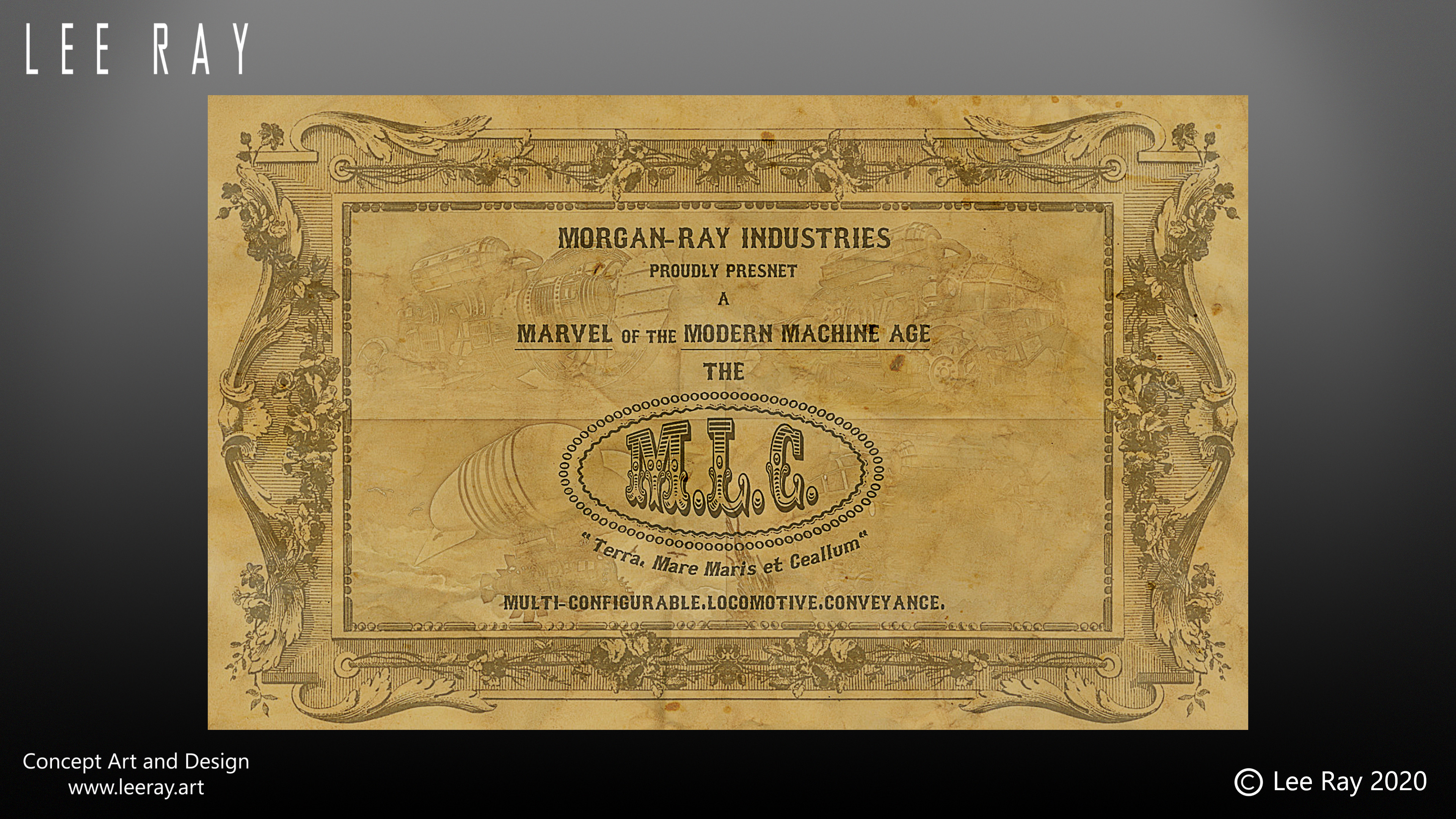Steampunk Transport - M.L.C.
Promotional leaflet that may have been handed out at an alternate reality trade show.