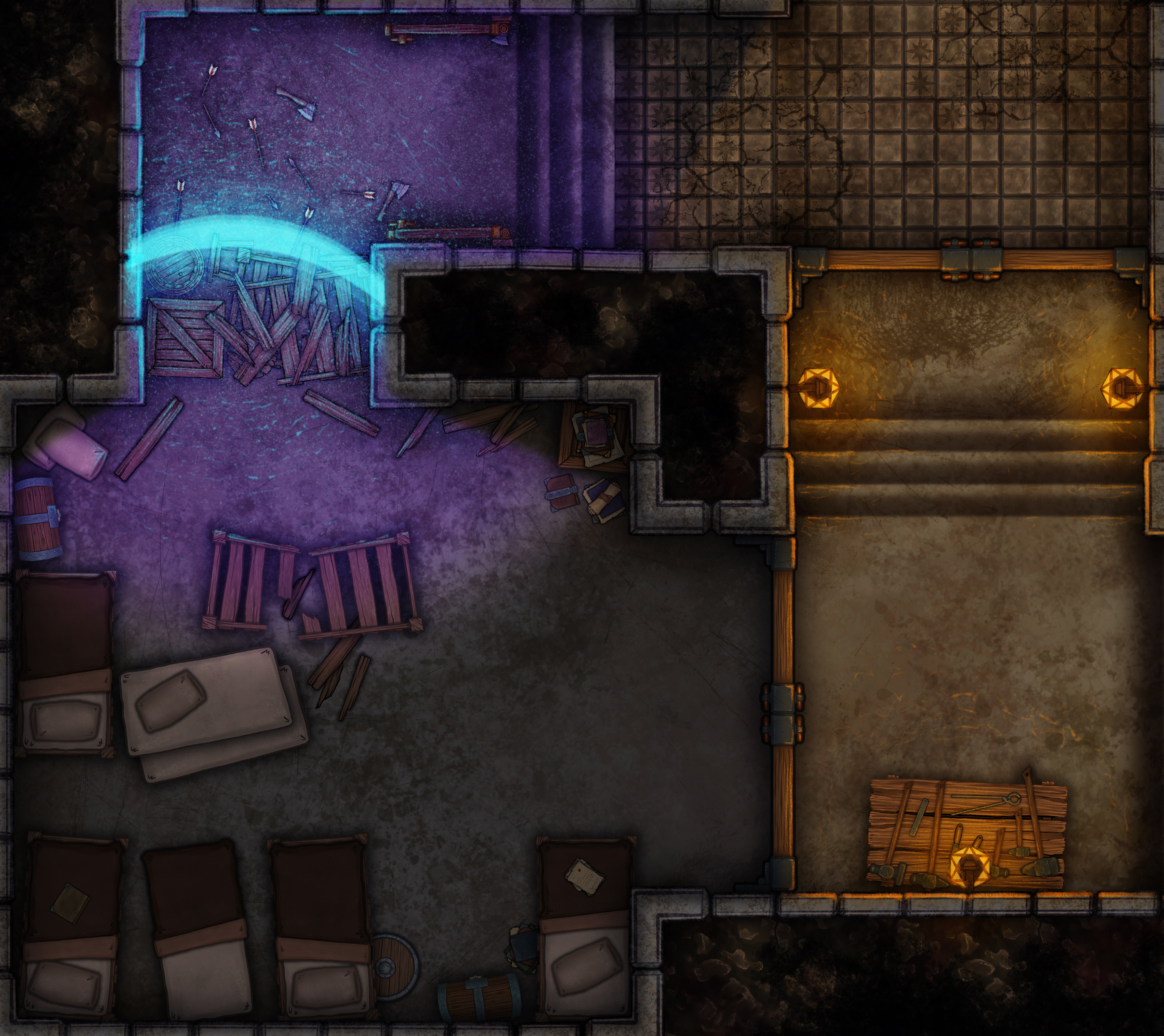 A magical barrier blocks the path. to the Dragonborn sleeping quarters.