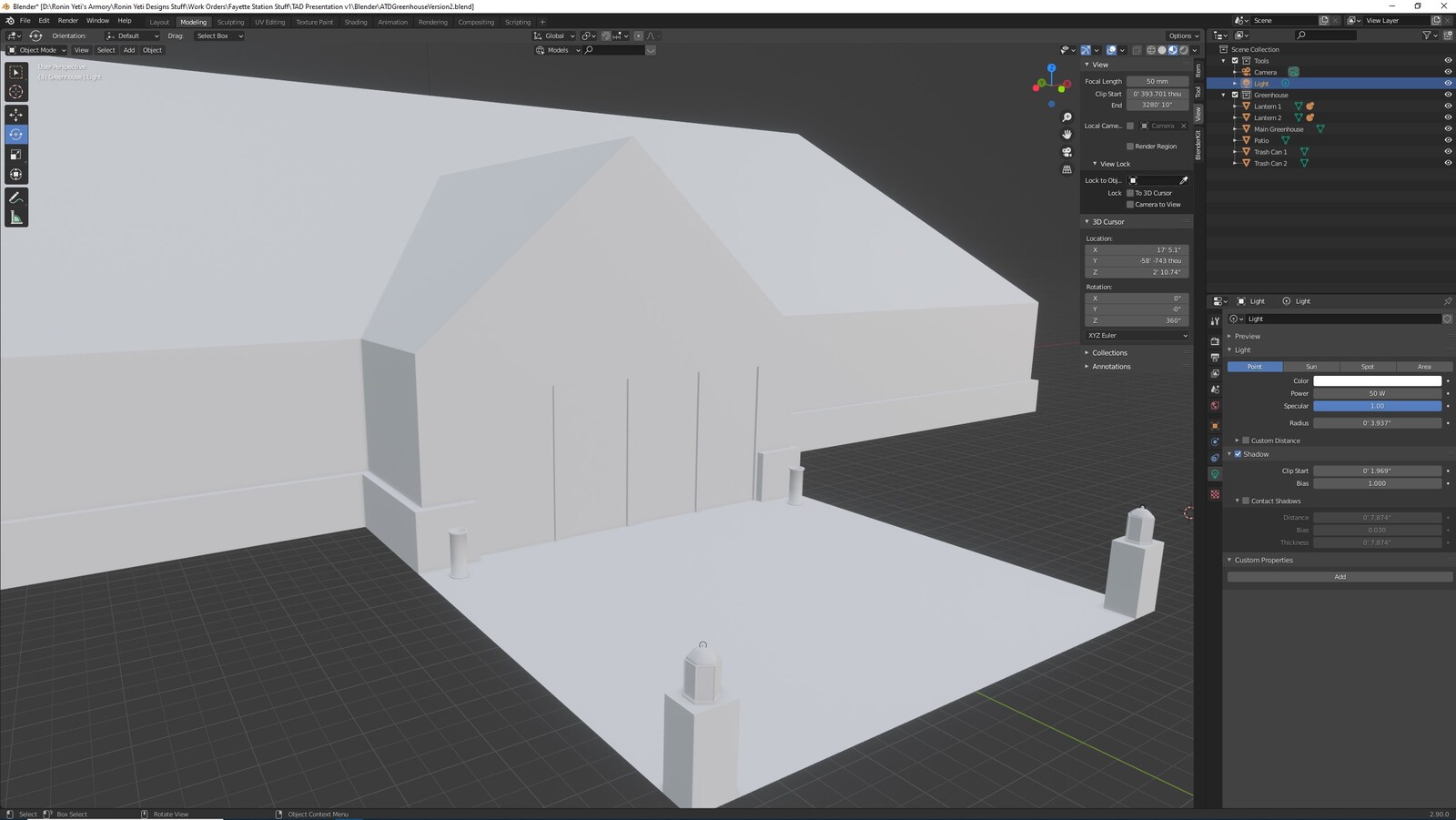 The main angle for the TAD Presentation Greenhouse (Whitebox version)