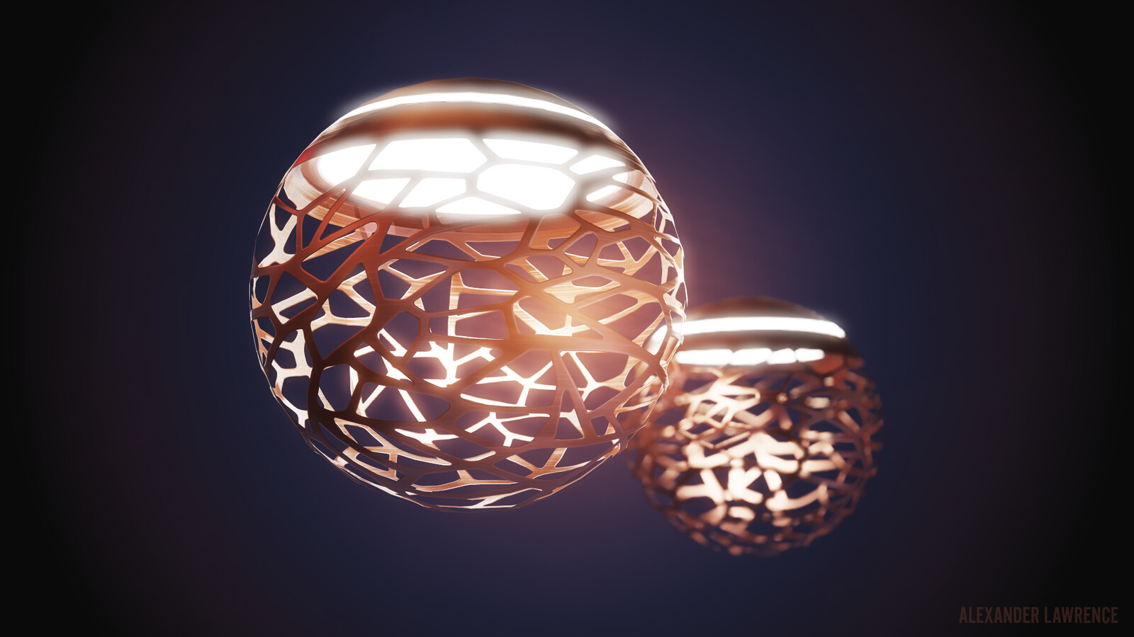 Floating lamps beauty shot (rendered in Marmoset Toolbag)
