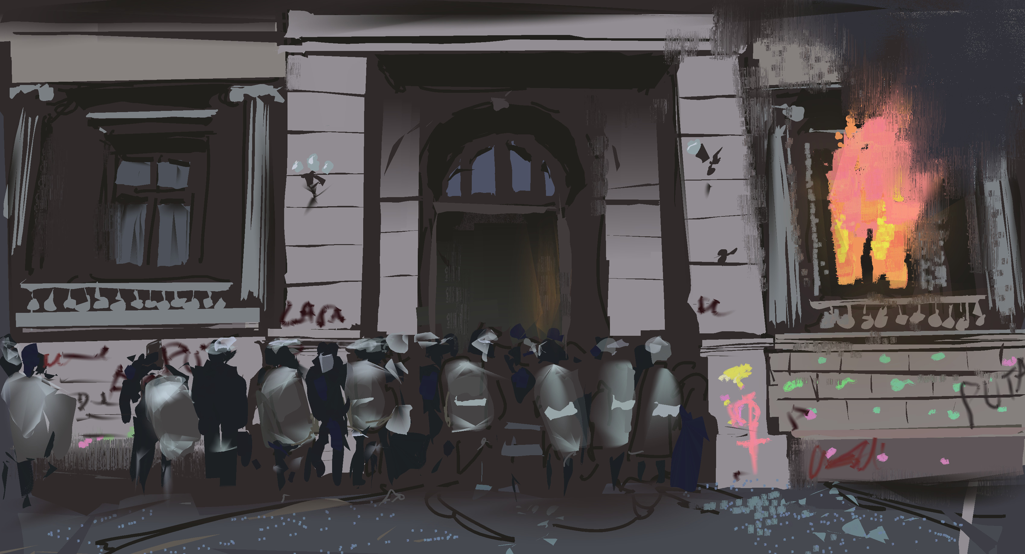 Guatemala protest. Painted from reference.