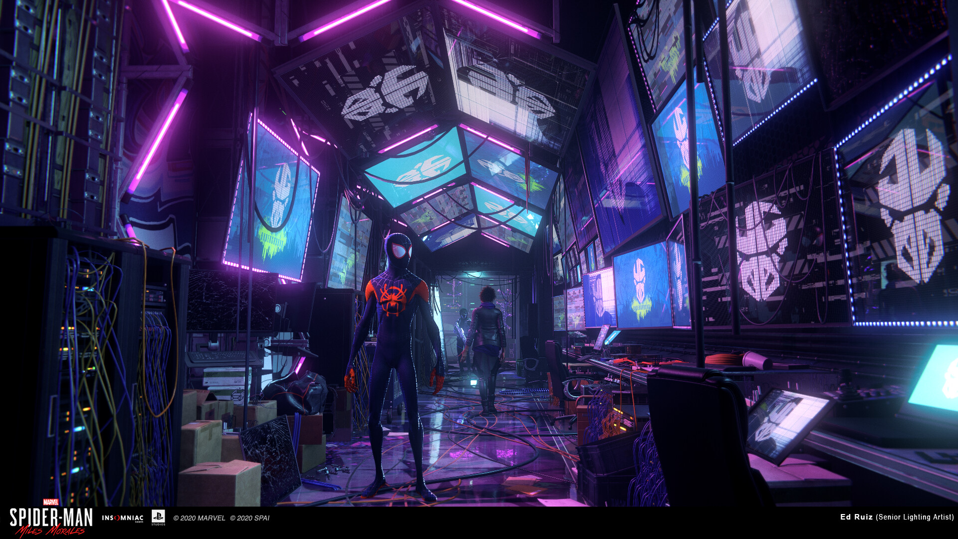 ArtStation Spider Man Miles Morales Underground Hideout Lighting
