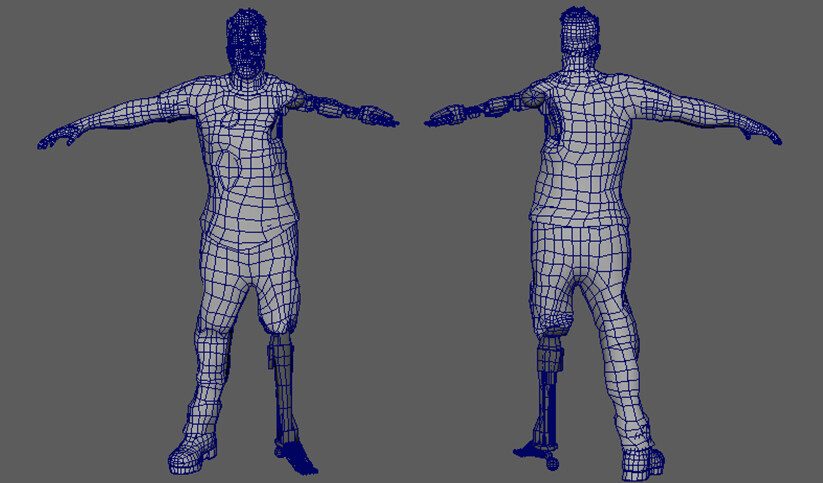 Damaged T-800 Wireframe