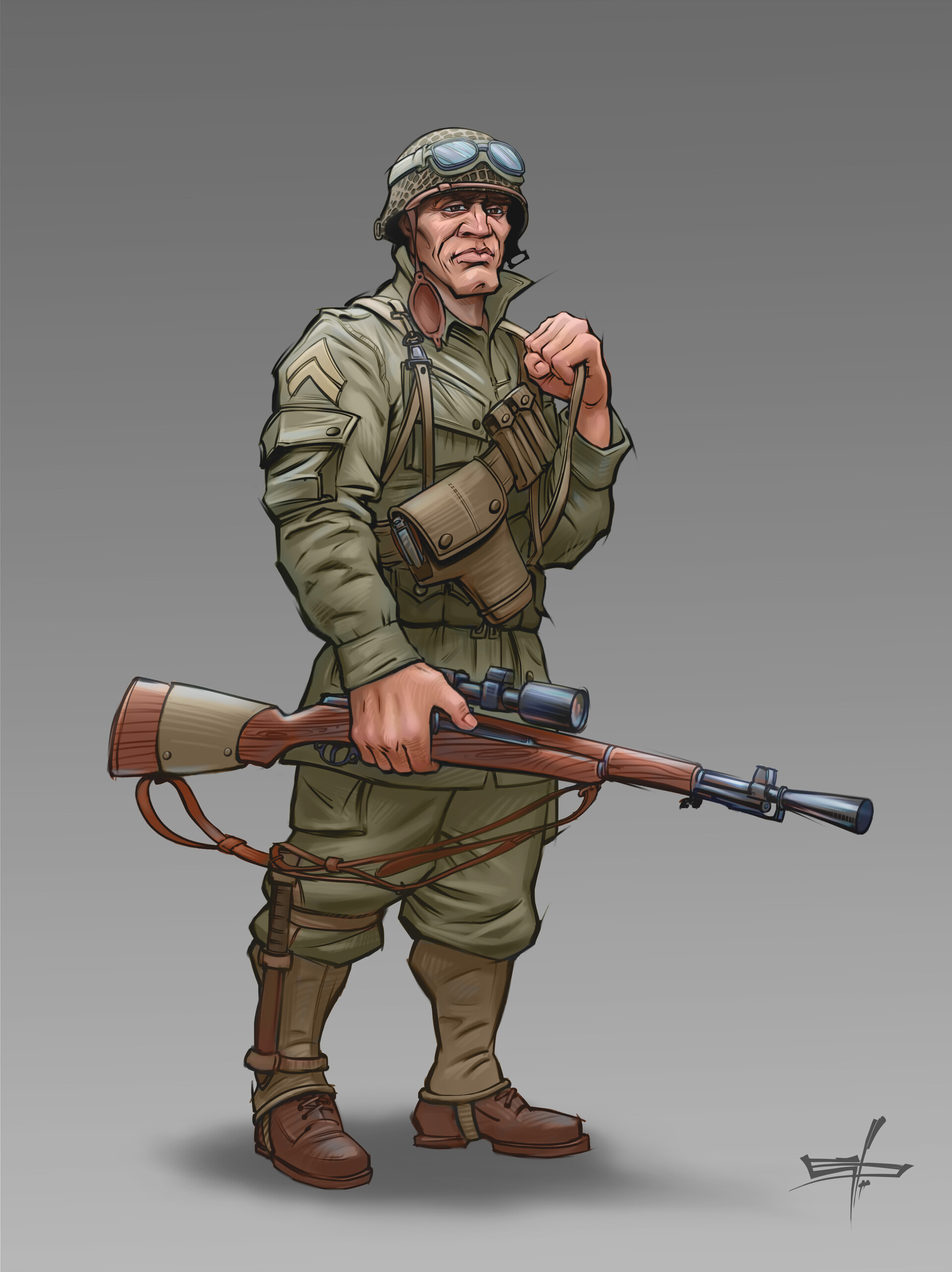 Ww2 American Soldier Drawing