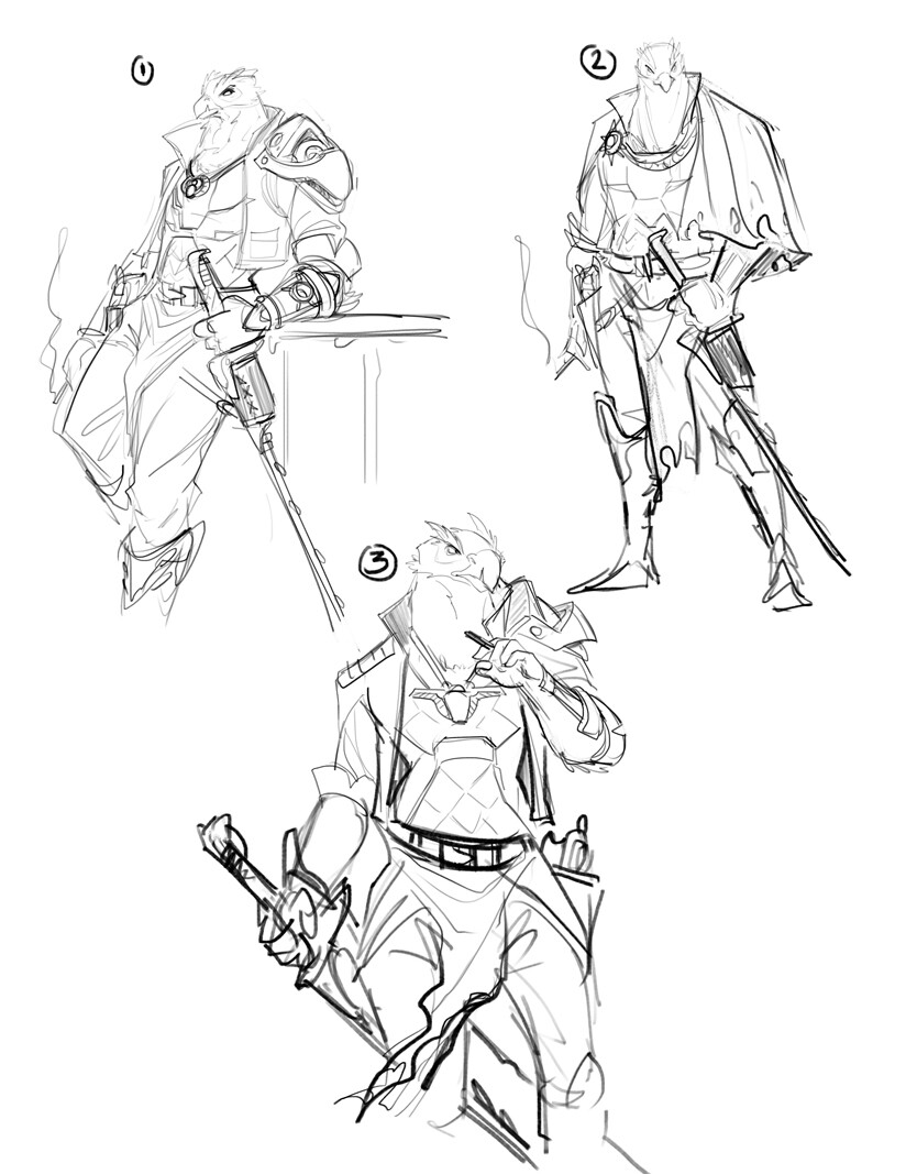 Second round of designs for Helio-Horus after it was decided to take him in a more disgraced, vice-riddle direction. 