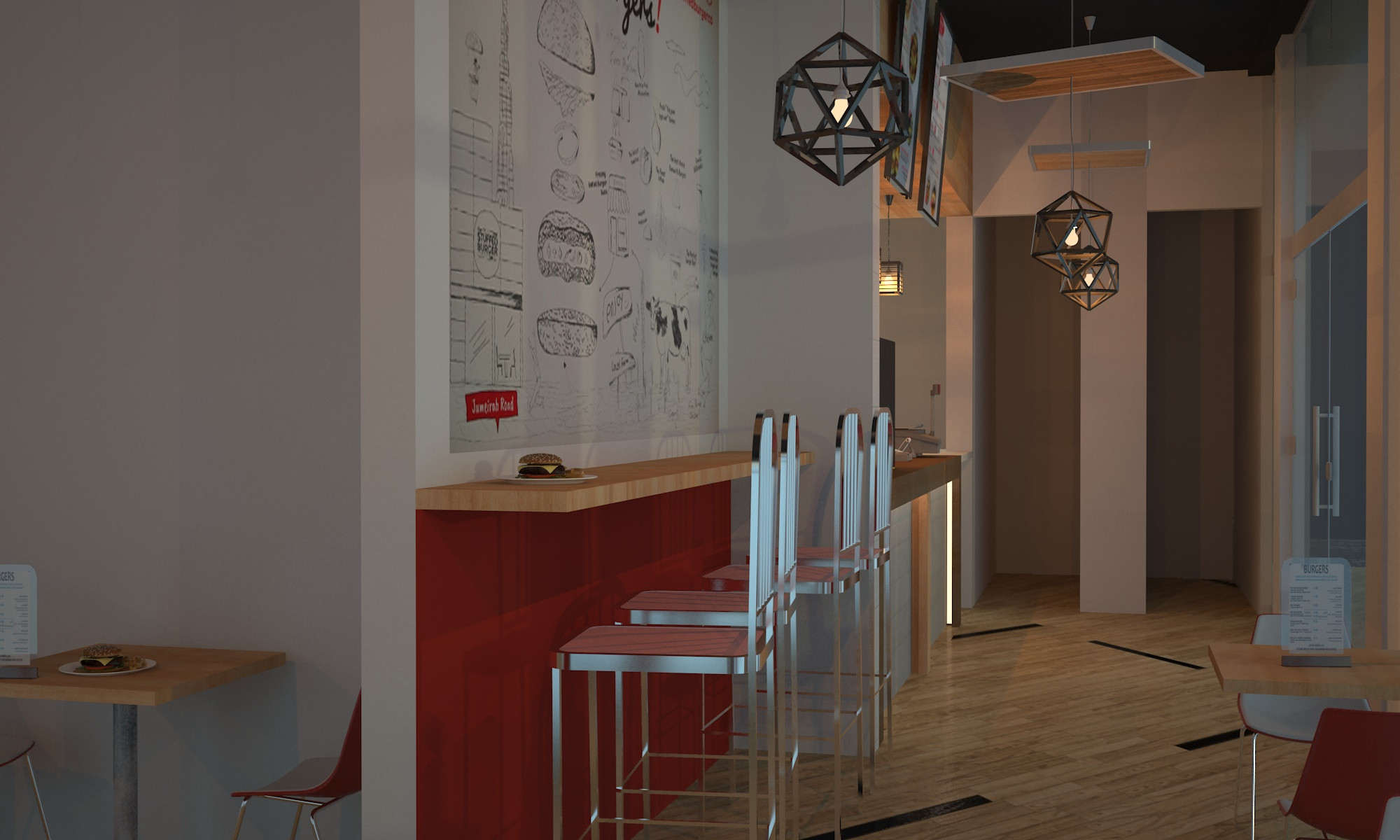3D Restaurant Cafe Interior Full model