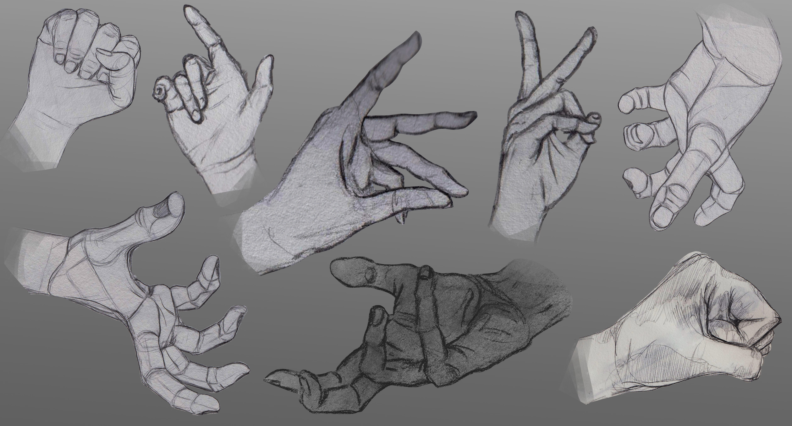 An Assortment of Hands | made with charcoal and graphite pencil | 2020