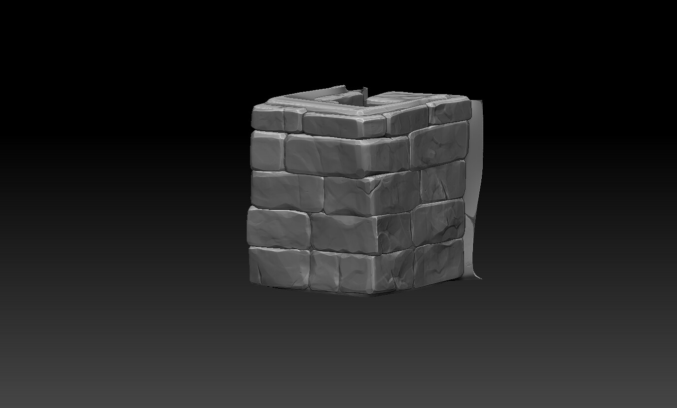 Stone Brick Wall Column, Sculpt