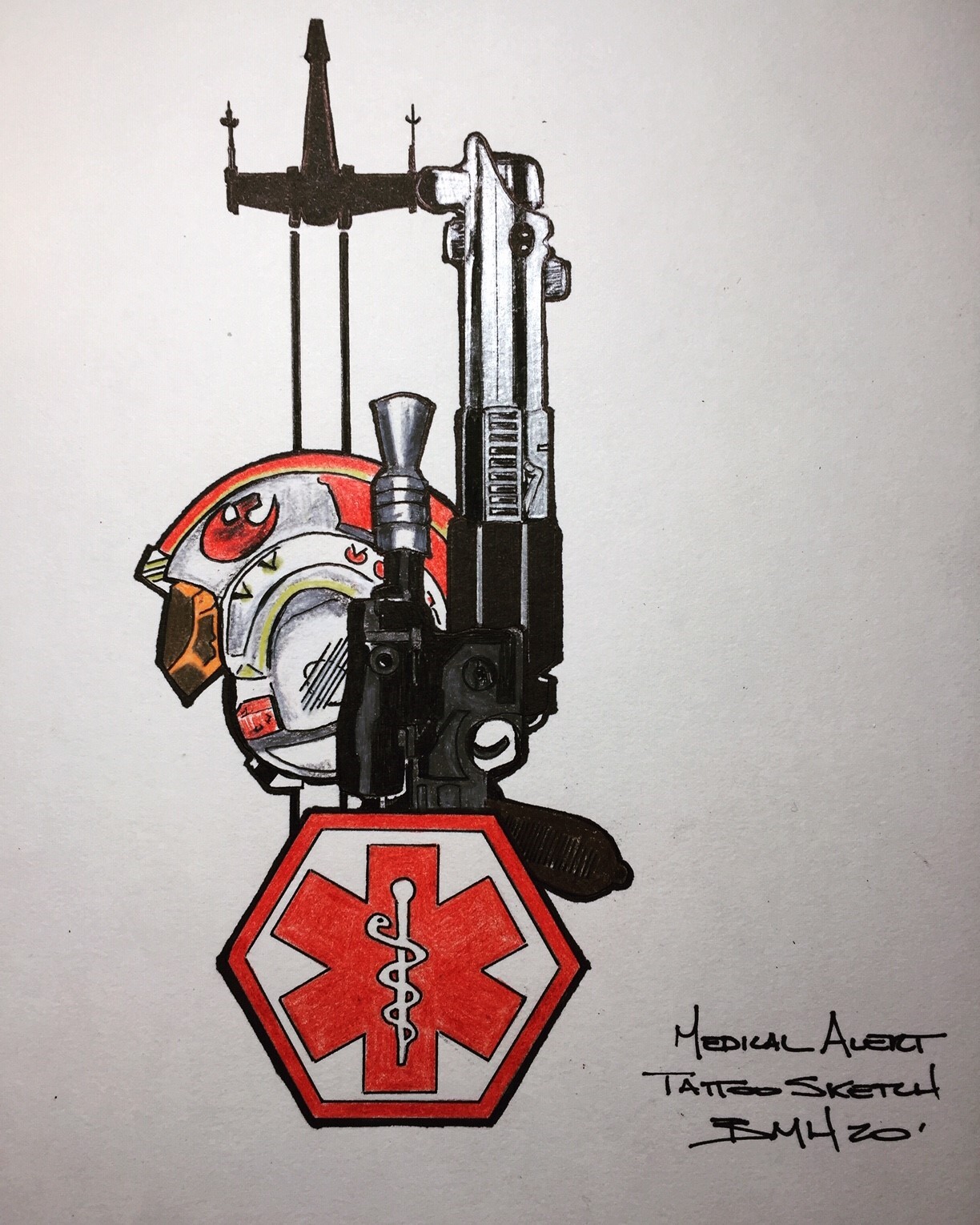 ArtStation - Star Wars Medical Alert Tattoo Sketch