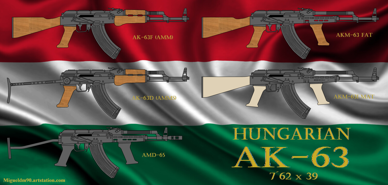 Artstation Hungarian Ak 63 Rifle Family Miguel Angel Diaz Molina Amd63 and amd65 ak tabletop look. hungarian ak 63 rifle family