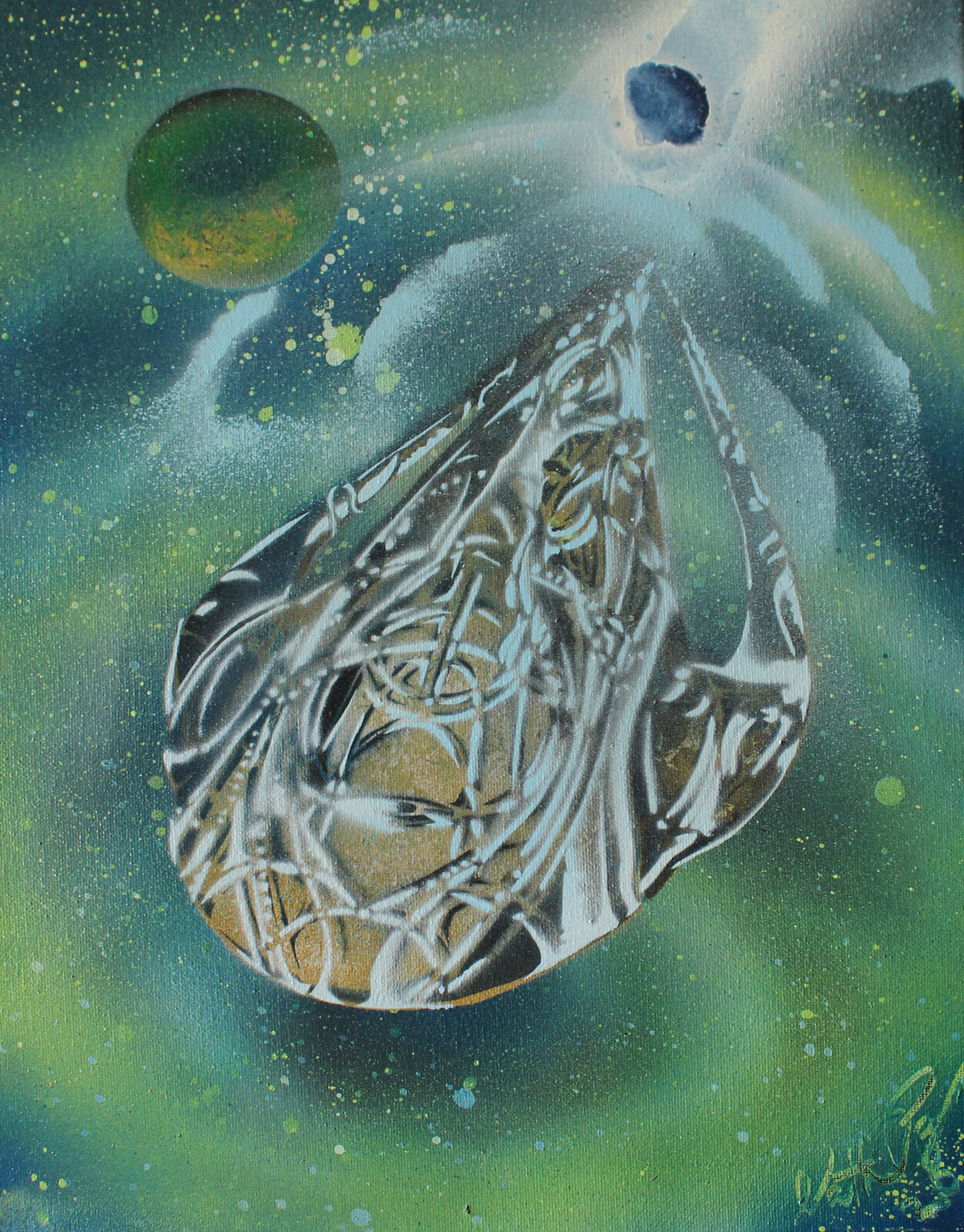 'Starburst MOYA' of Farscape. Spray paint on canvas 12x16(unedited photo)