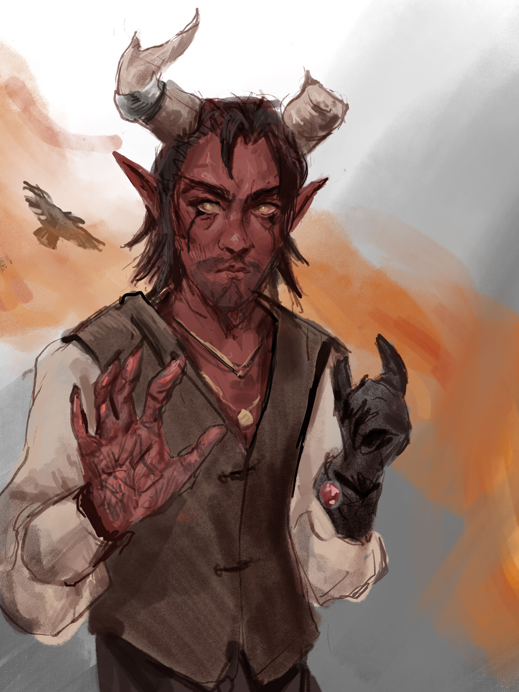 Tiefling Sorcerer Portrait : 1275 x 1650 jpeg 444 кб. - pic-smidgen