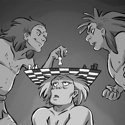 Nanda van dijk cavemen playing chess