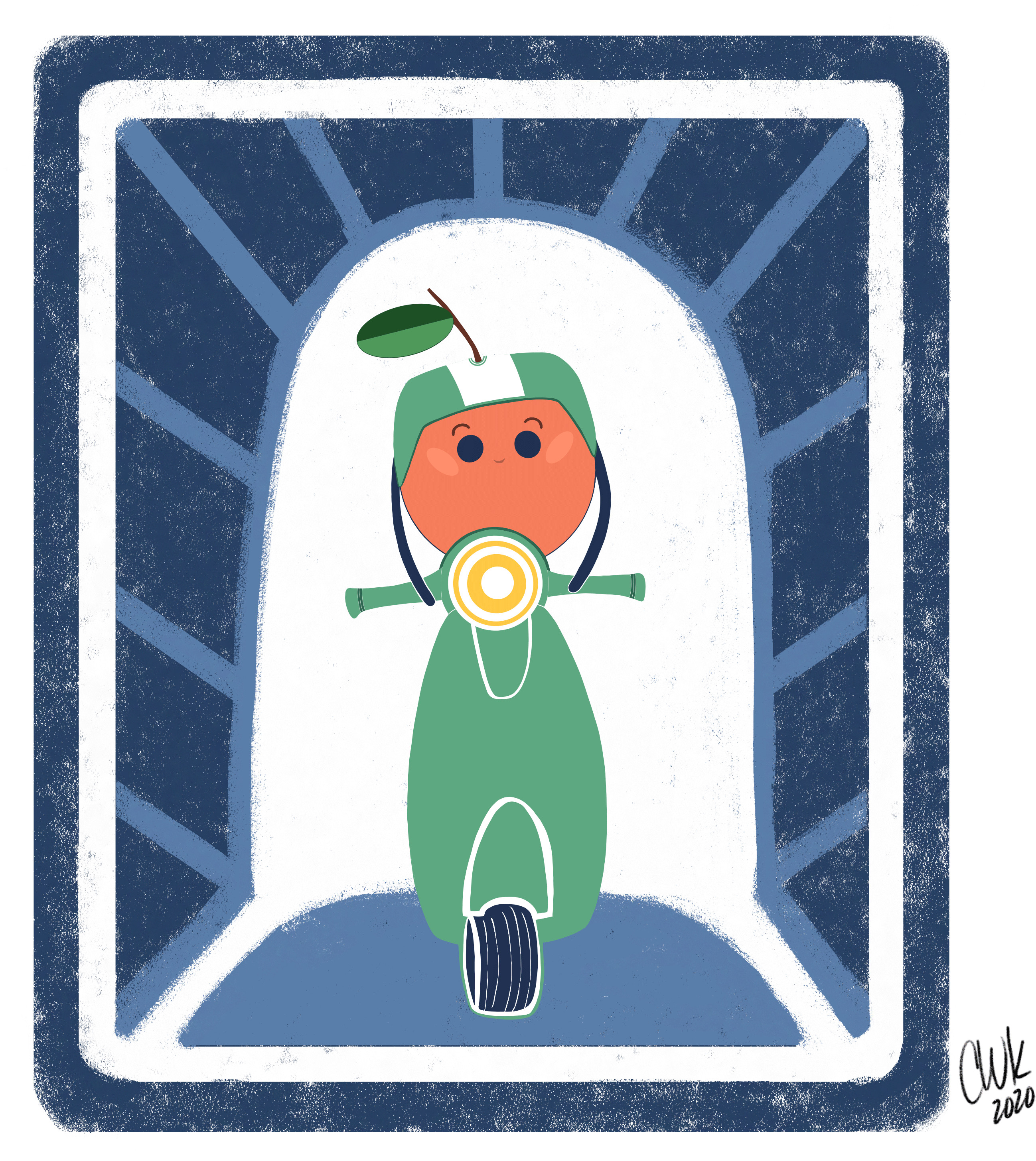 Option1: Ruby on a scooter with background