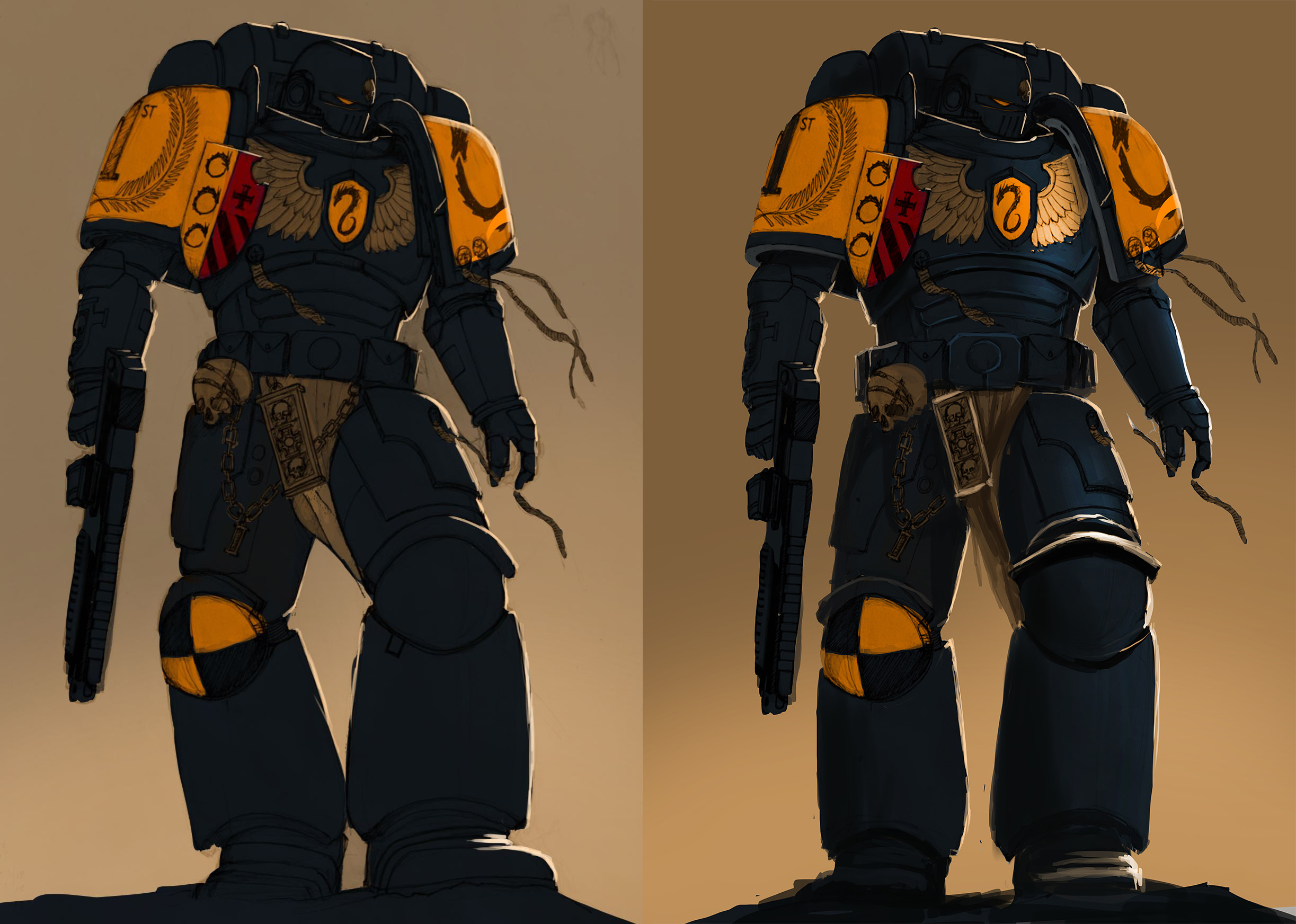Anatomical tweaks and fixes. adjustments to thickness in armour, make him look like he can move properly! 