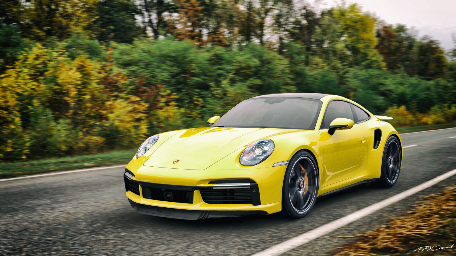 Порше 911 Turbo s в ночи