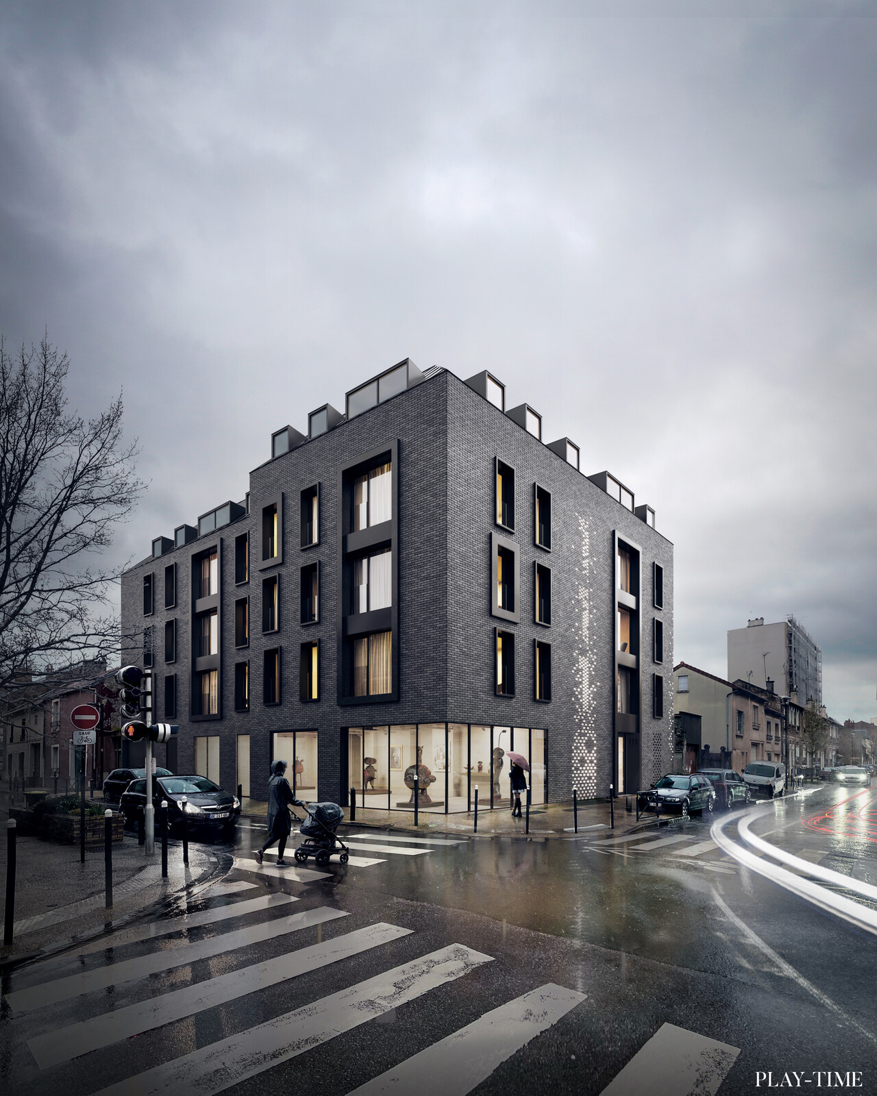 New 12 housing next to Paris designed by Studio Petra. Image by Play-time
