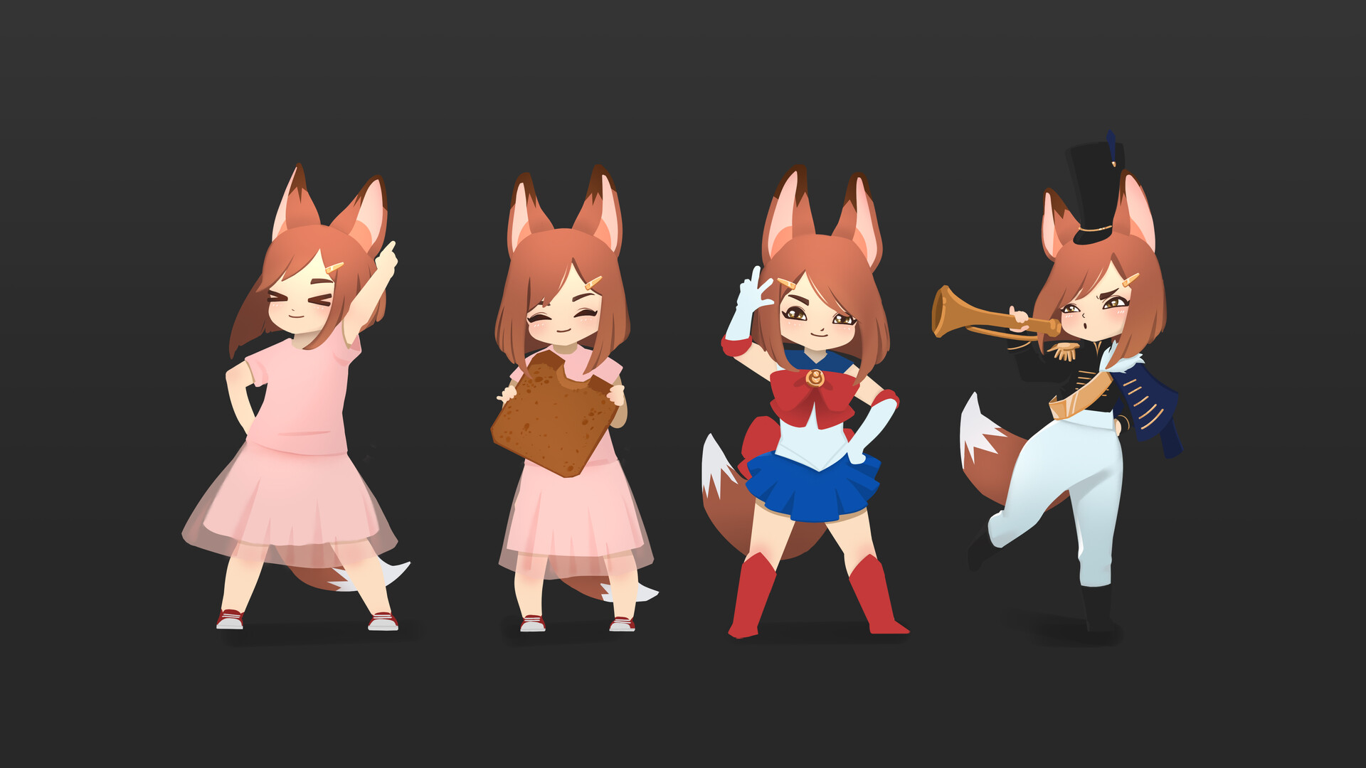 ArtStation Little fox-girl dress up