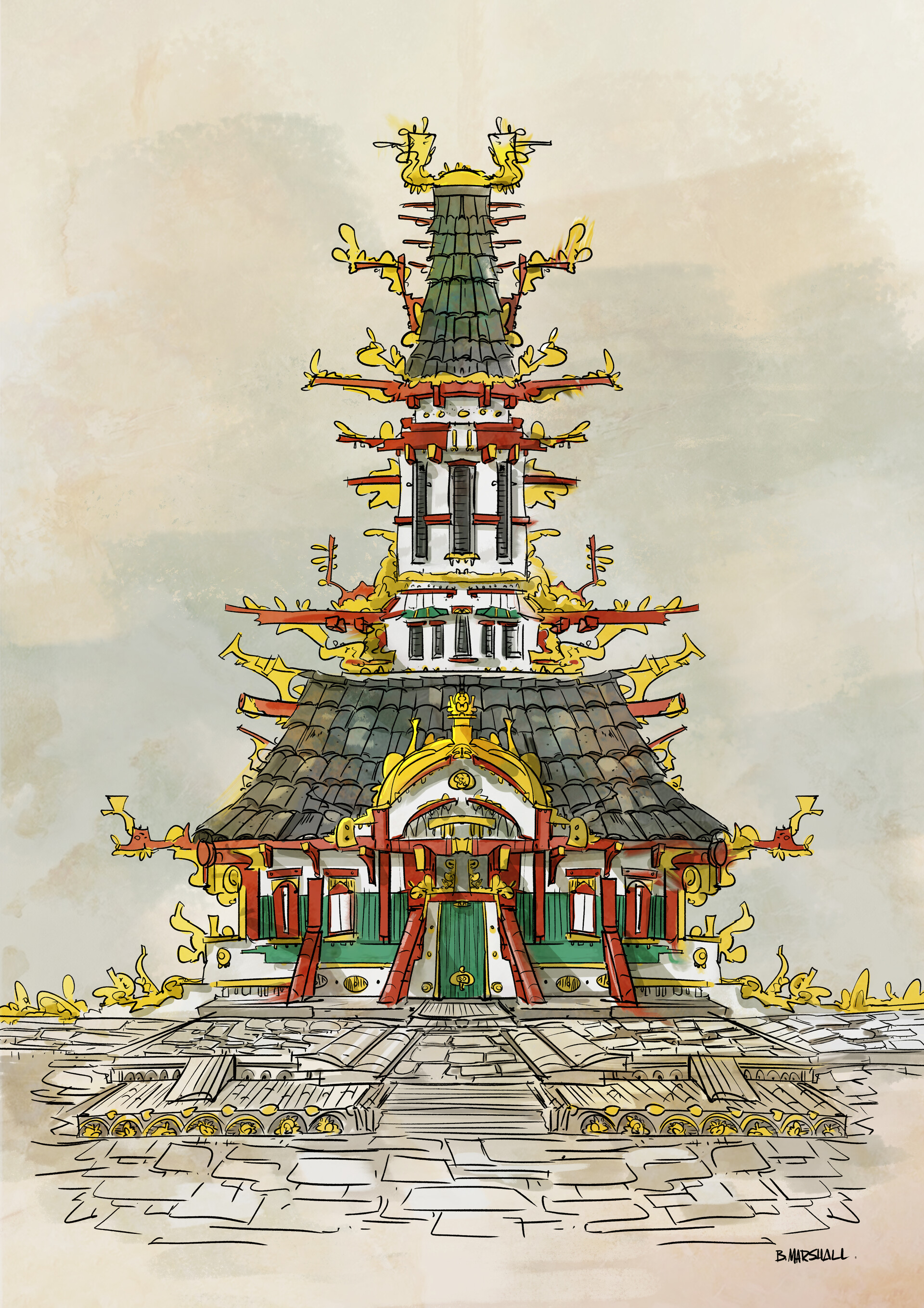 Artstation Japanese Palace Bradford Marshall
