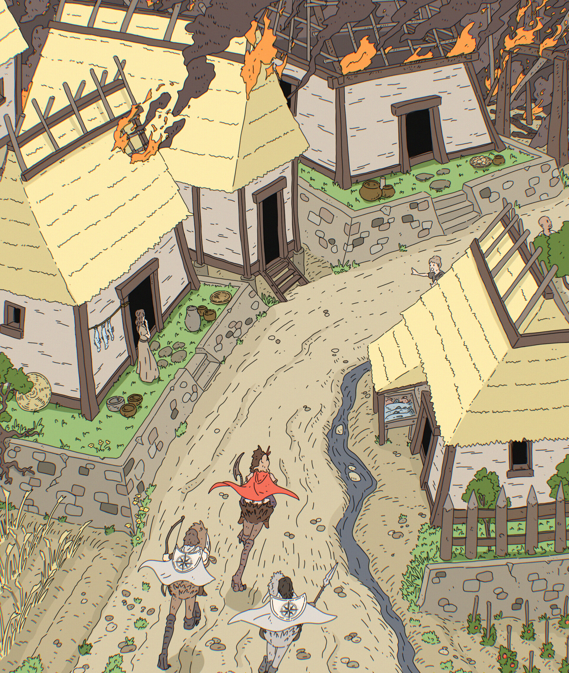 Village comic. Деревня из комиксов. Комиксы про деревню. Комиксы деревня и город. Illustrations by Dorian Cottereau.