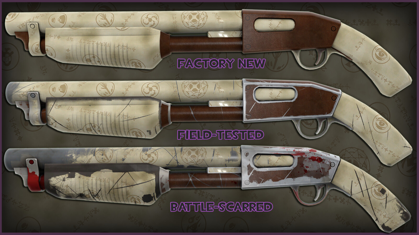 Demonstration of the texture on various wear tiers