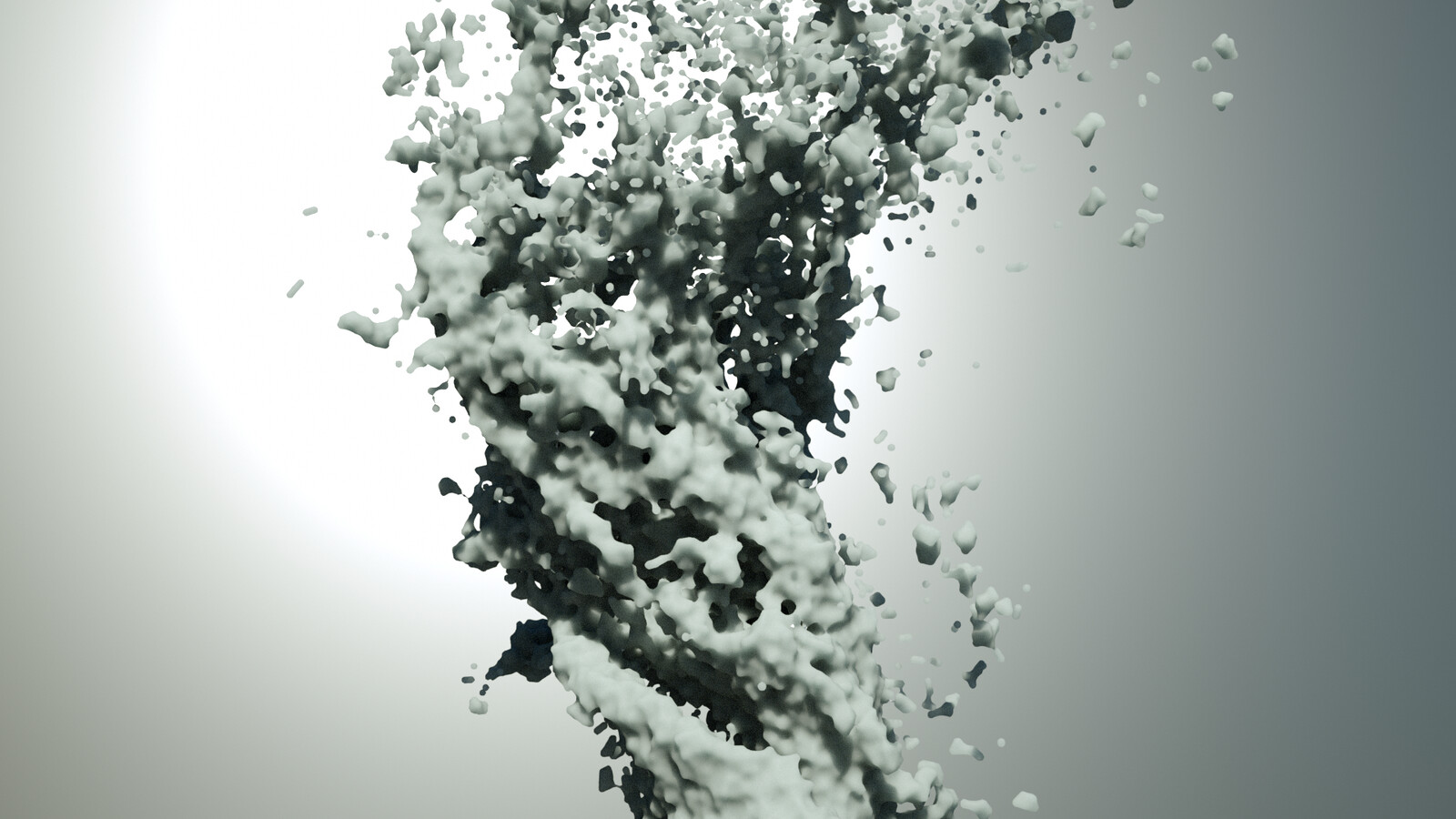 Granular snow fluid traveling along a spline