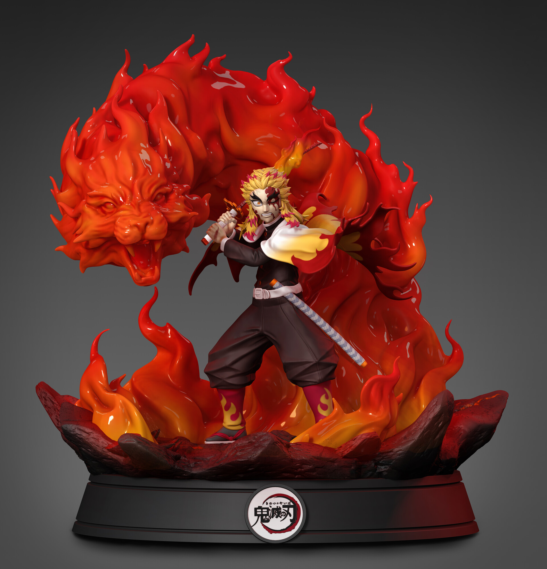 Artstation Kyojuro Rengoku Demon Slayer Kimetsu No Yaiba Fan Art Bruno Sakosigue