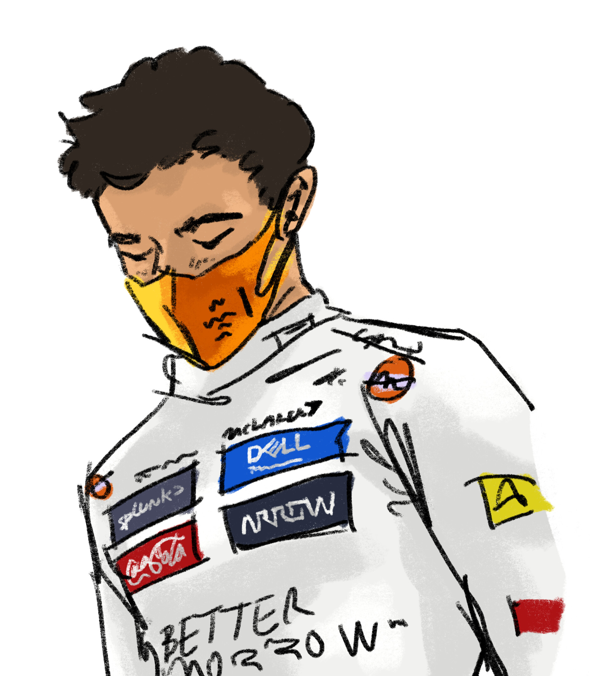 Lando Norris Drawing Outline