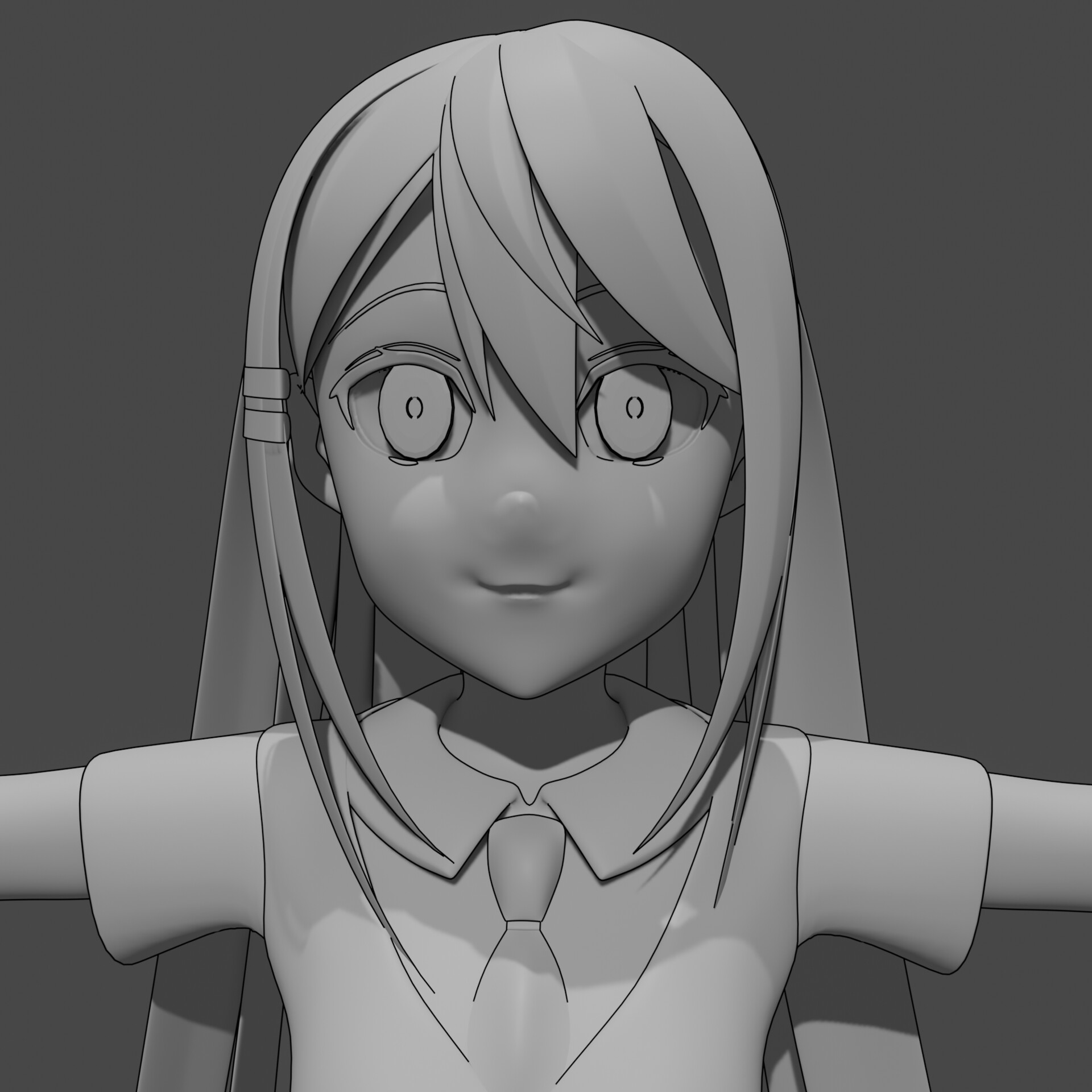No color ambient occlusion photorealistic highly detailed anime style  pretty woman, uhd, 8k model, anime shaped face, detailed eyes, detailed  female body, 36 24 36 figure, professional 3d model, ambient occlusion,  white