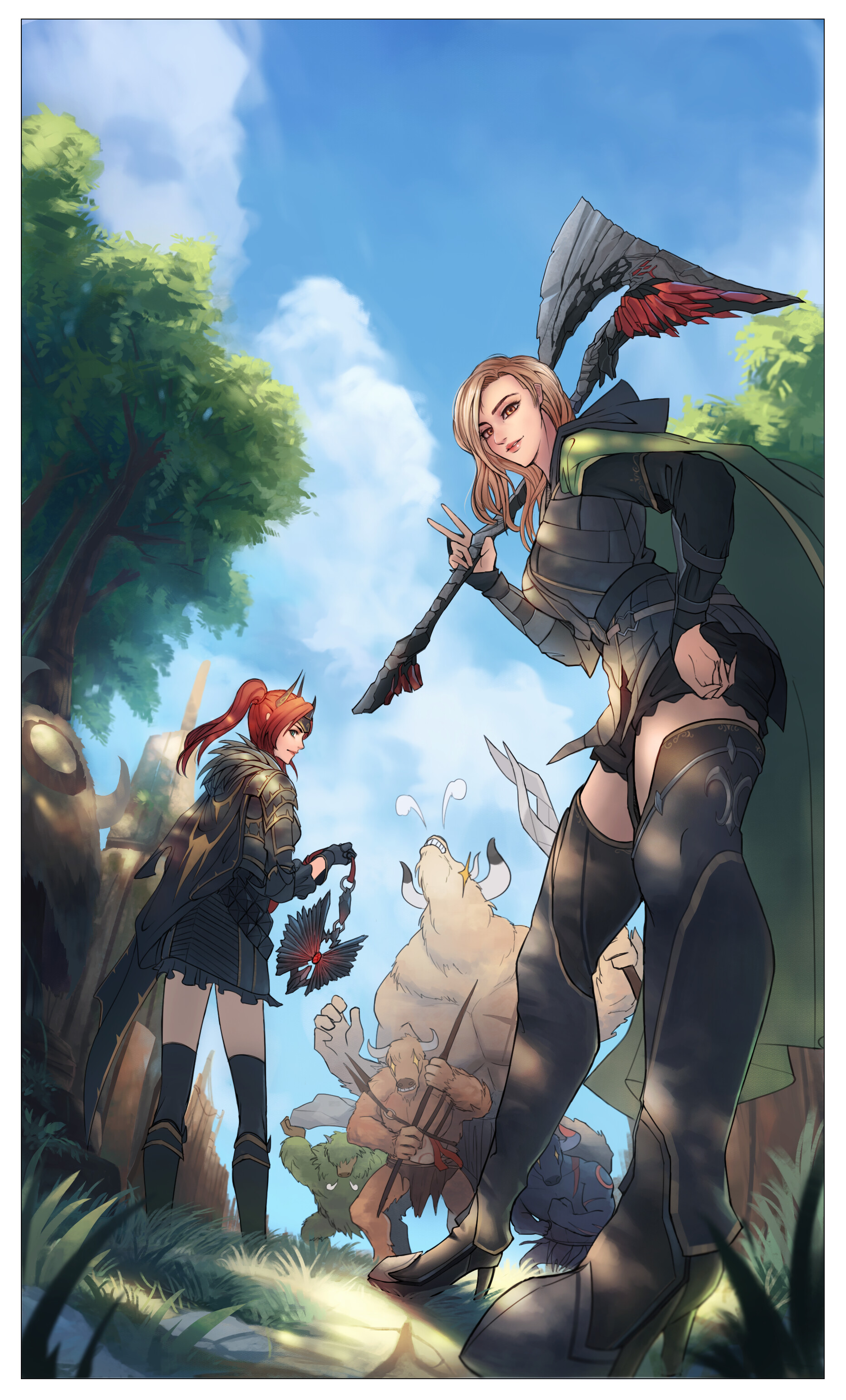 ArtStation Black Desert Online Lahn and Guardian duo grind at turos Commission