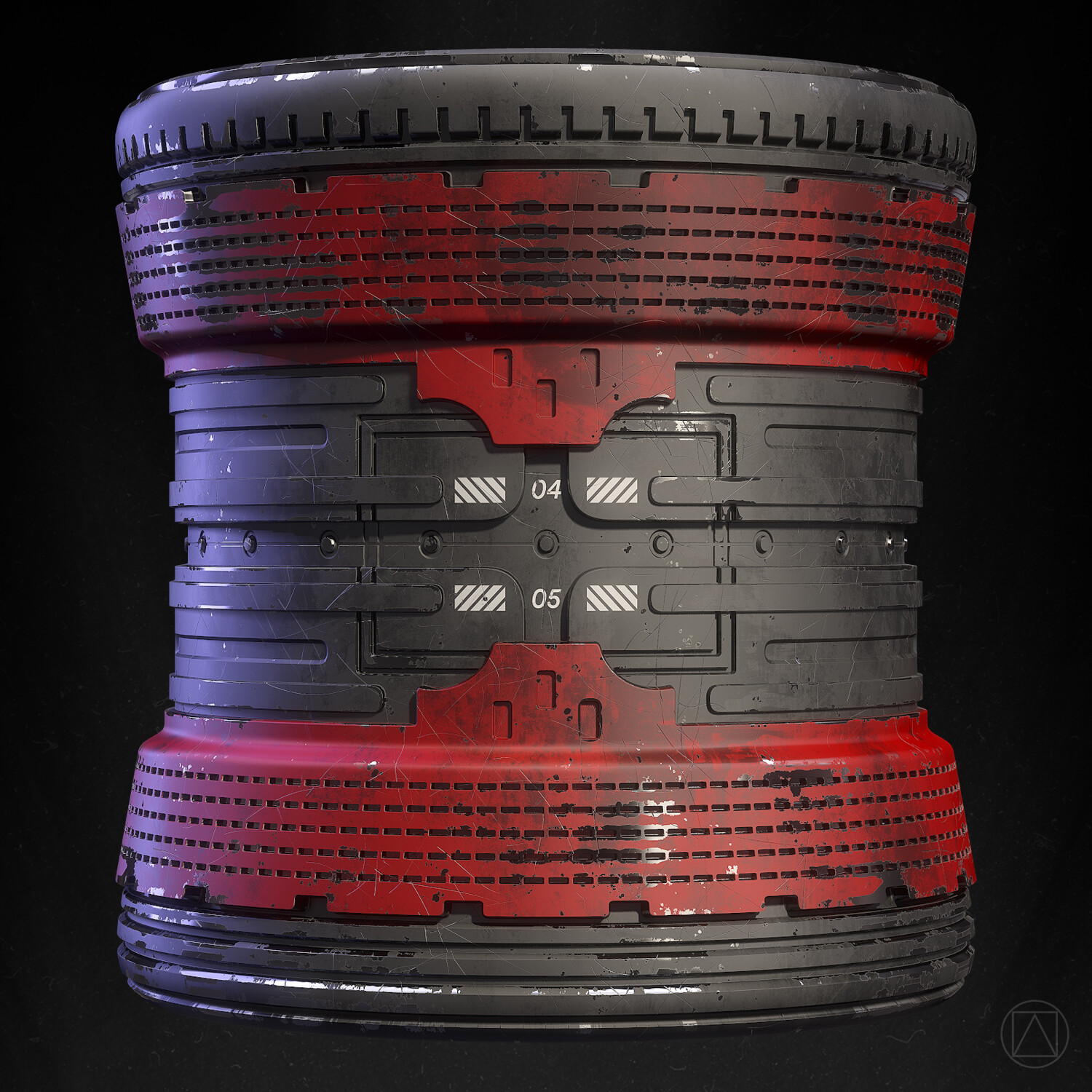 100% Substance Designer, rendered in Marmoset Toolbag 3.

Cylinder, no tiling.