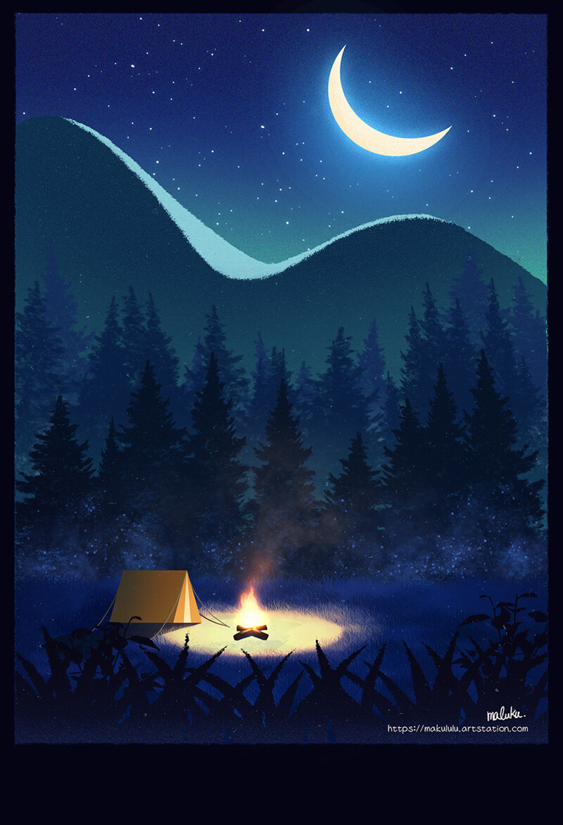 malu ku - Natural landscape illustration-Outdoor camping series