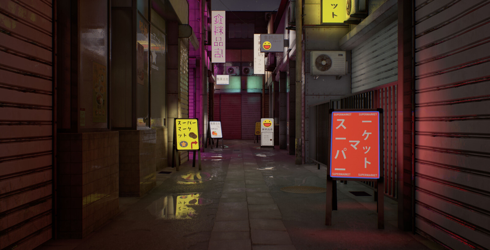 Japanese Alley 3D Game Environment Creation