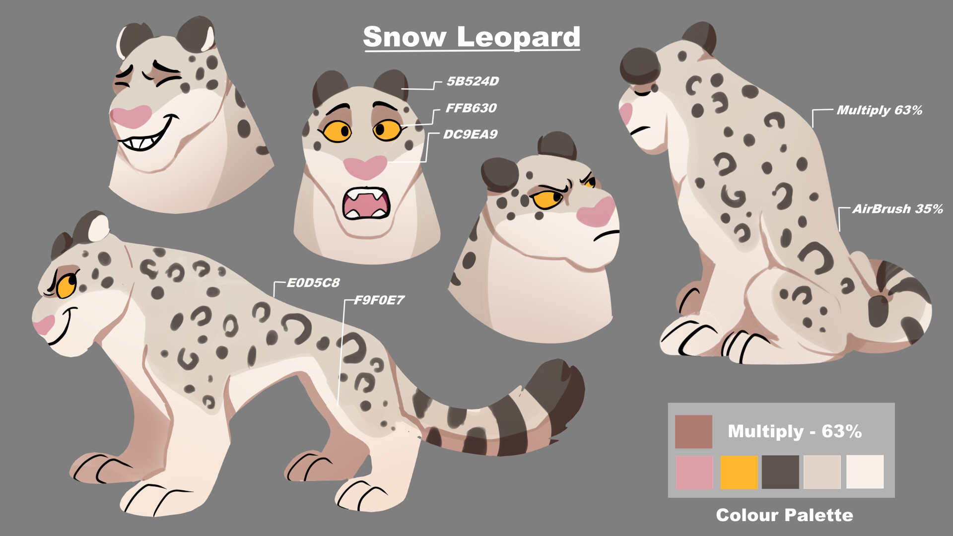 ArtStation - Snow Leopard concept sheet