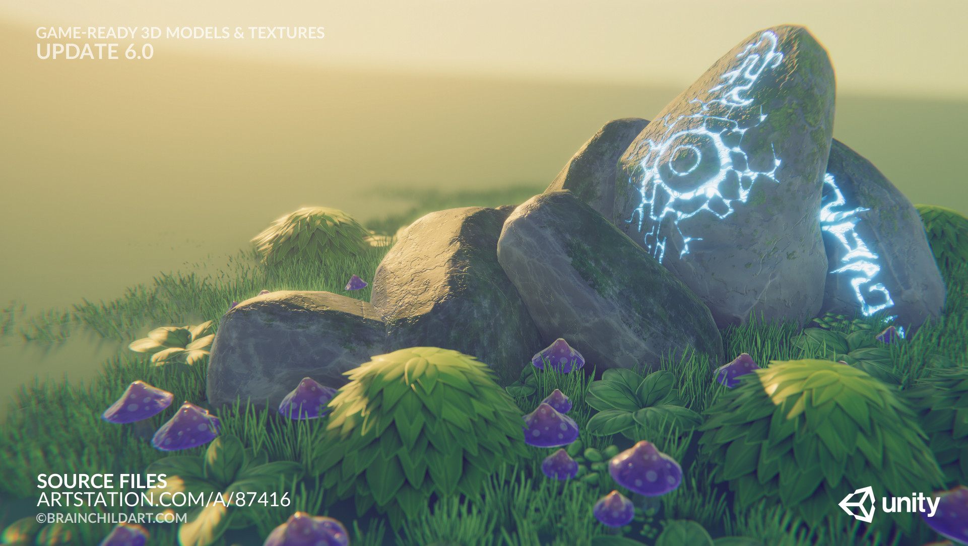 Source files
https://www.artstation.com/a/87416 (UPDATE 6.0) - Stylised Game-ready FOLIAGE / GRASS / ROCKS | Unity 2019 HDRP