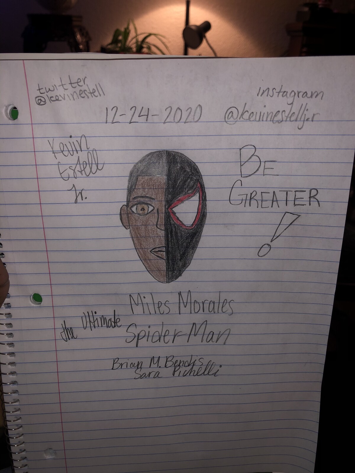 Kevin Estell Jr - Miles Morales Spider-Man Notebook Art