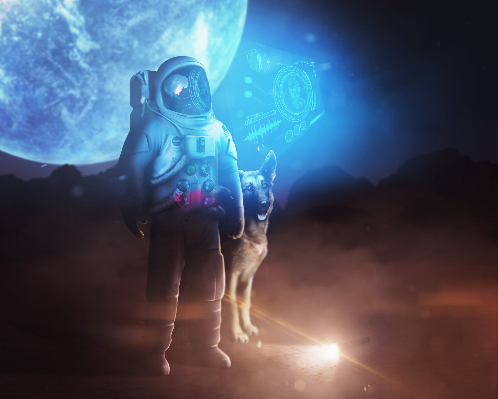Astronaut and dog