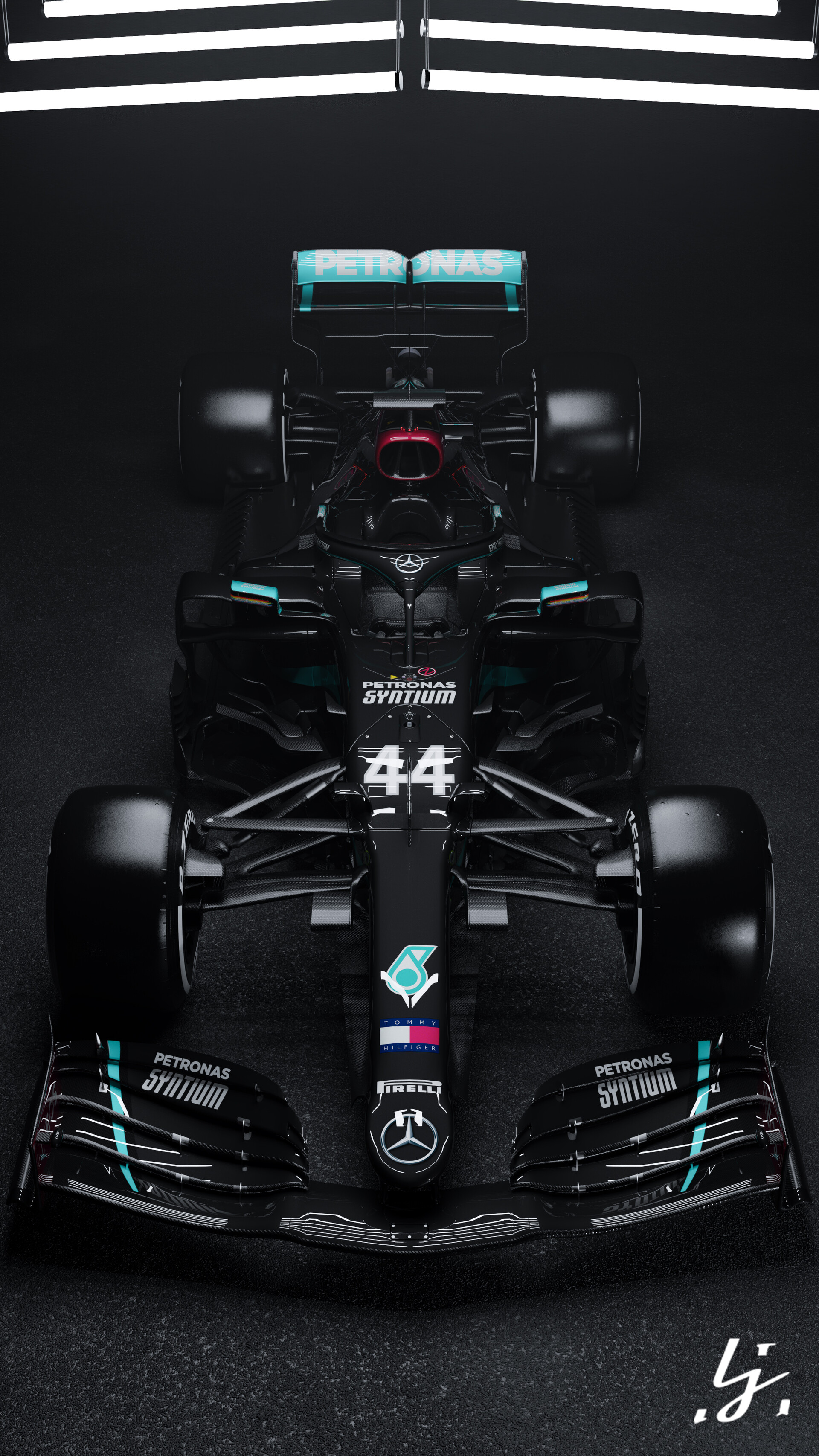 ArtStation - Mercedes AMG Petronas W11 - Render, image size:1920x3413