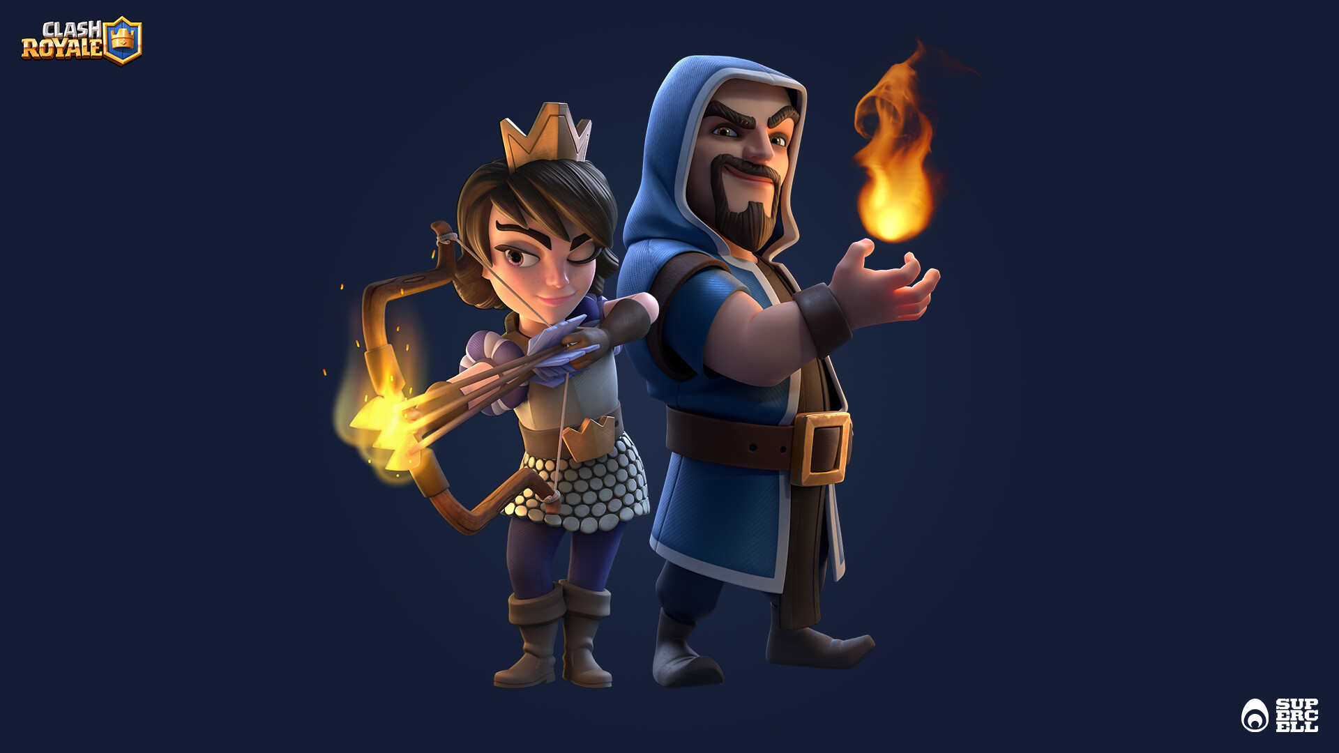 Clash Royale - Princess and Wizard. 