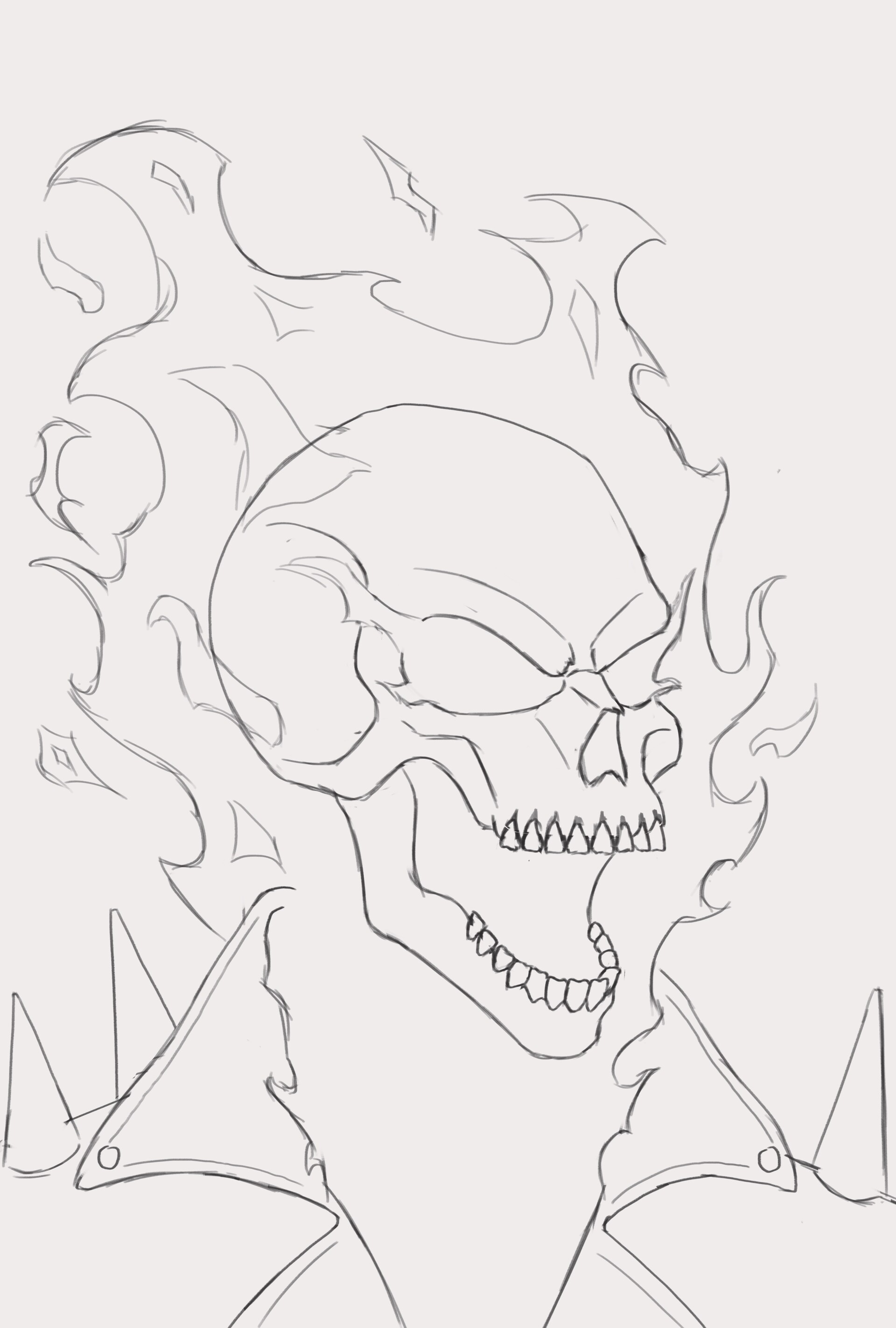 easy drawing of ghost rider  Clip Art Library