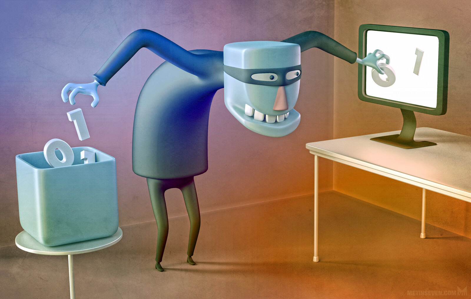 Editorial illustration about digital data theft