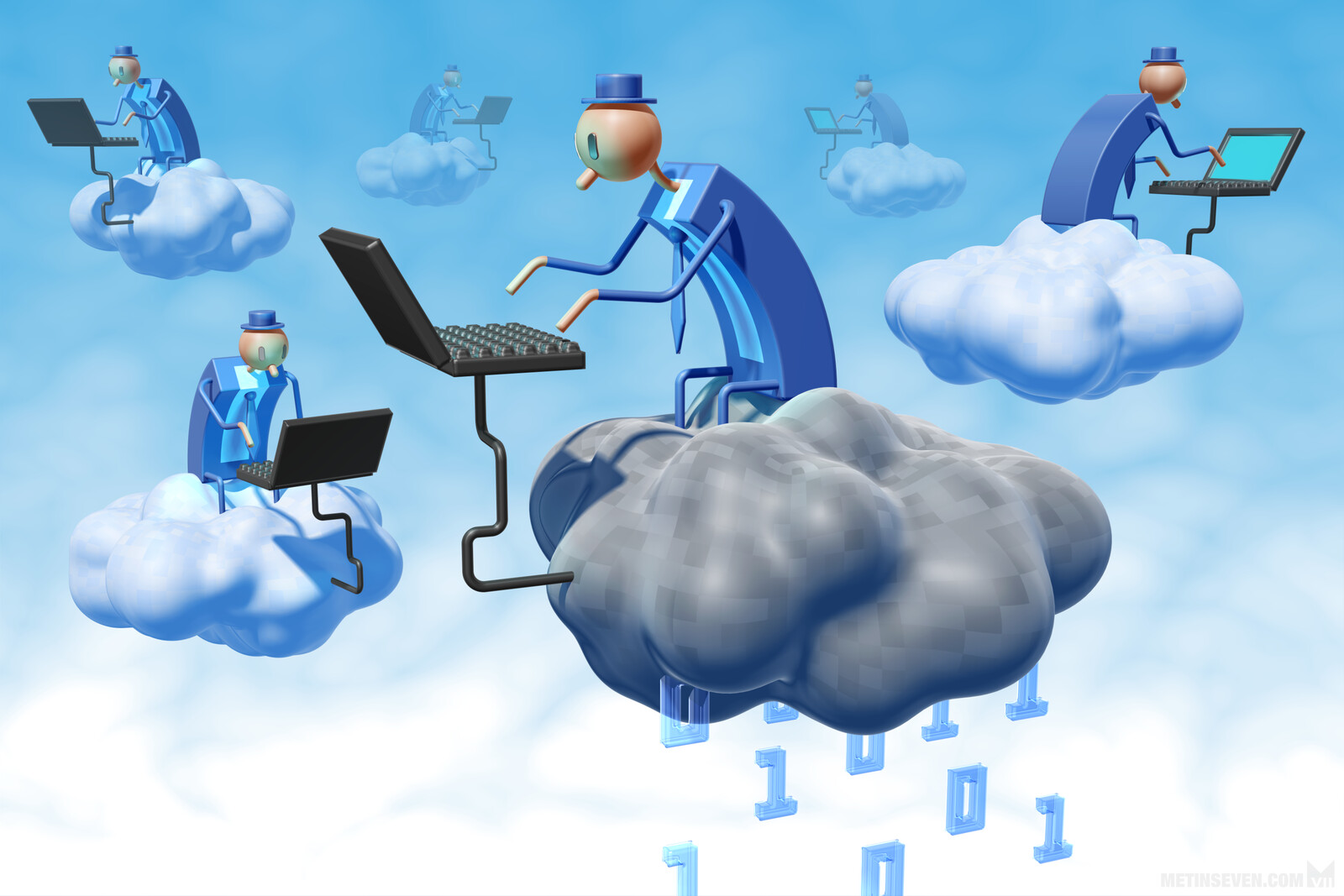Editorial illustration about cloud computing data leaks