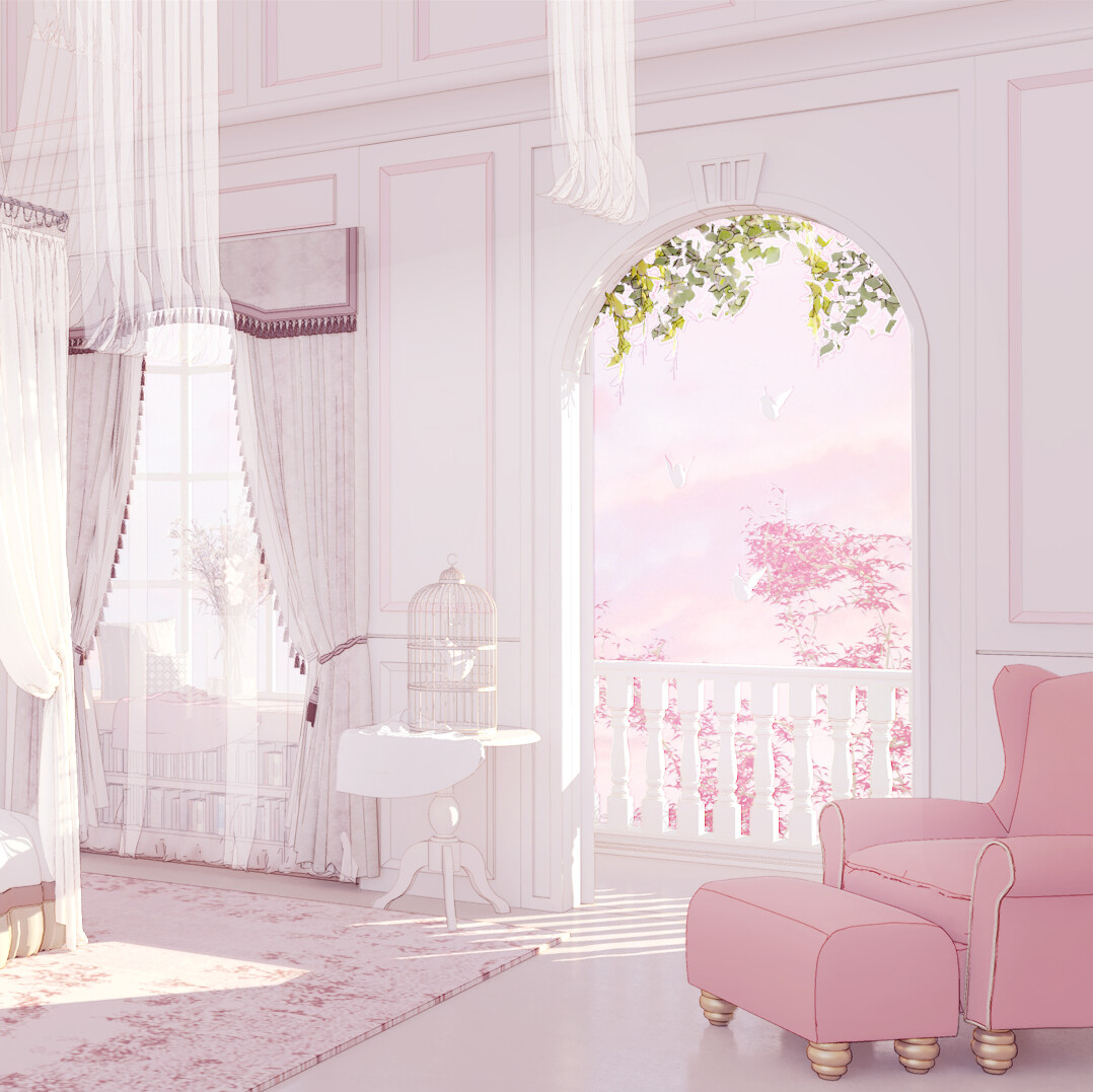 ArtStation - Luxury Blush Pink Bedroom