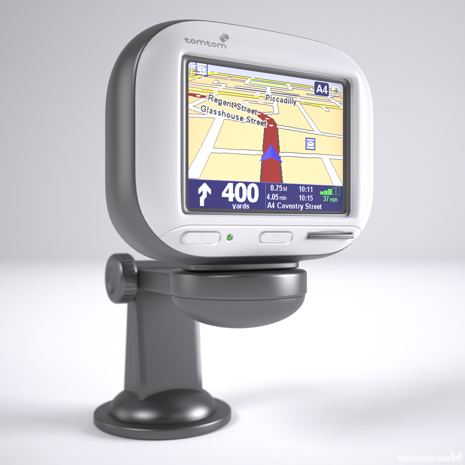 3D visualization of the old TomTom Go 500 car navigation system