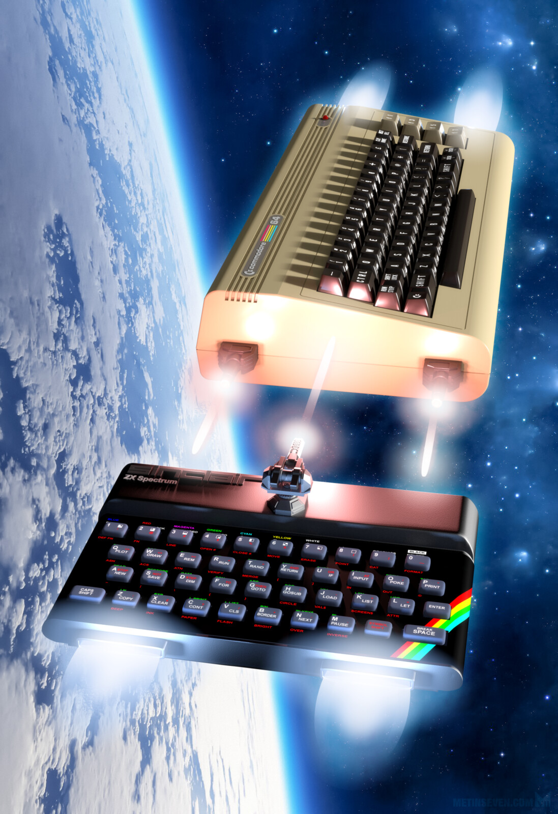 Commodore 64 vs Sinclair ZX Spectrum. Poster design for a retrocomputing documentary.