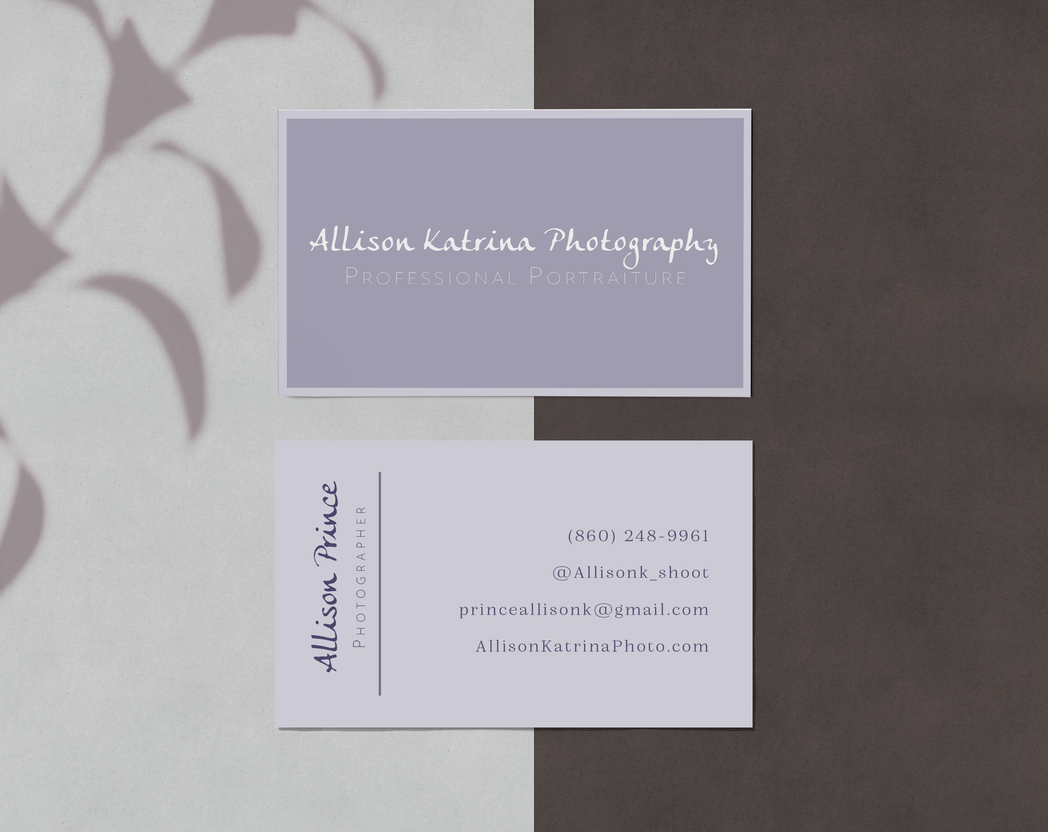 Business cards created for client who is a photographer. 

Mockup image credit: rawpixel.com - www.freepik.com