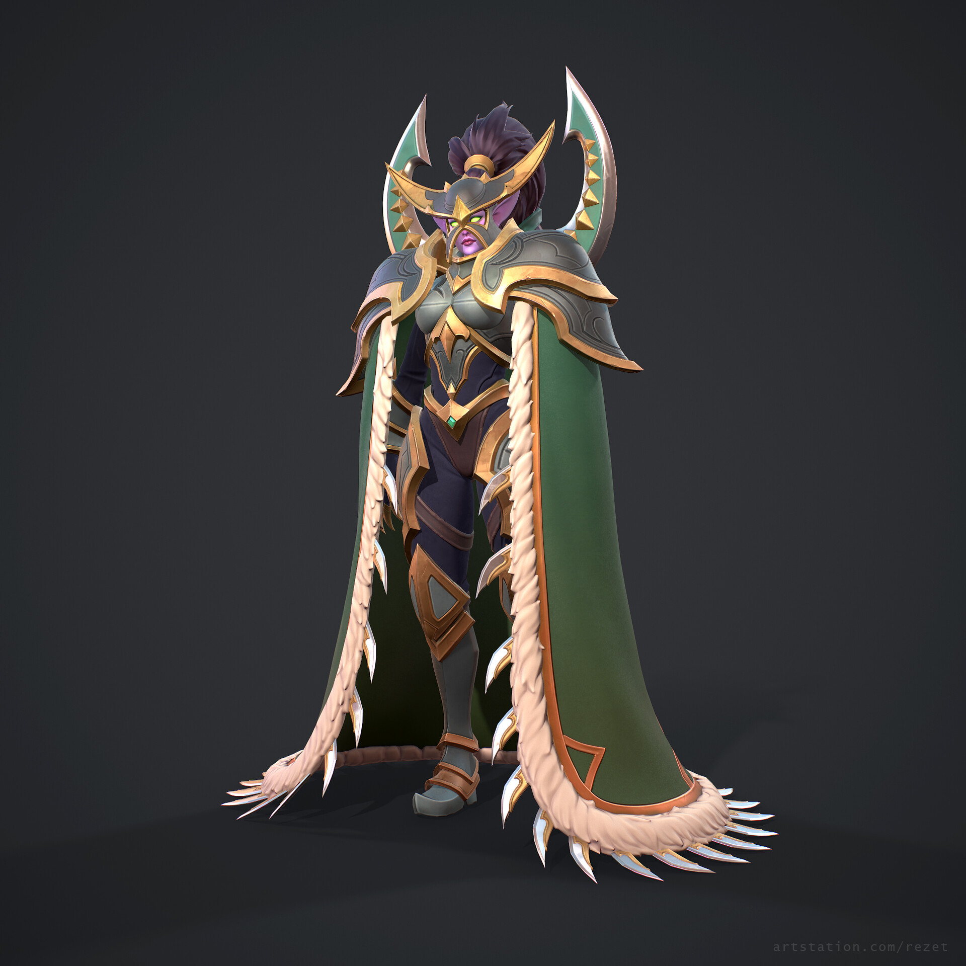 Artstation Maiev Shadowsong Vitalii Moskalets Maiev, warden, nightelf, armored, guard, phantom, assasin, cloak, cape, vengeance, legion, black temple, lore, canon, batman. artstation maiev shadowsong vitalii