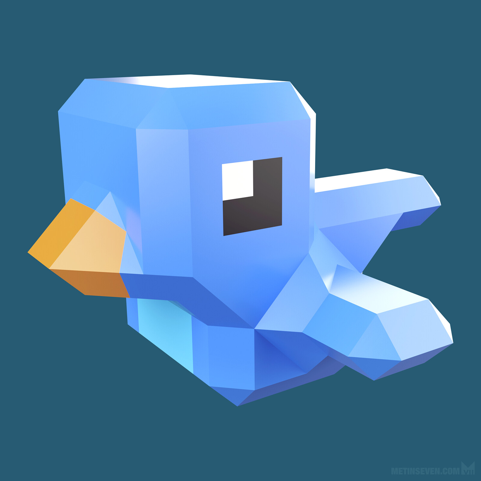 Low-polygon style Twitter bird design for an app icon